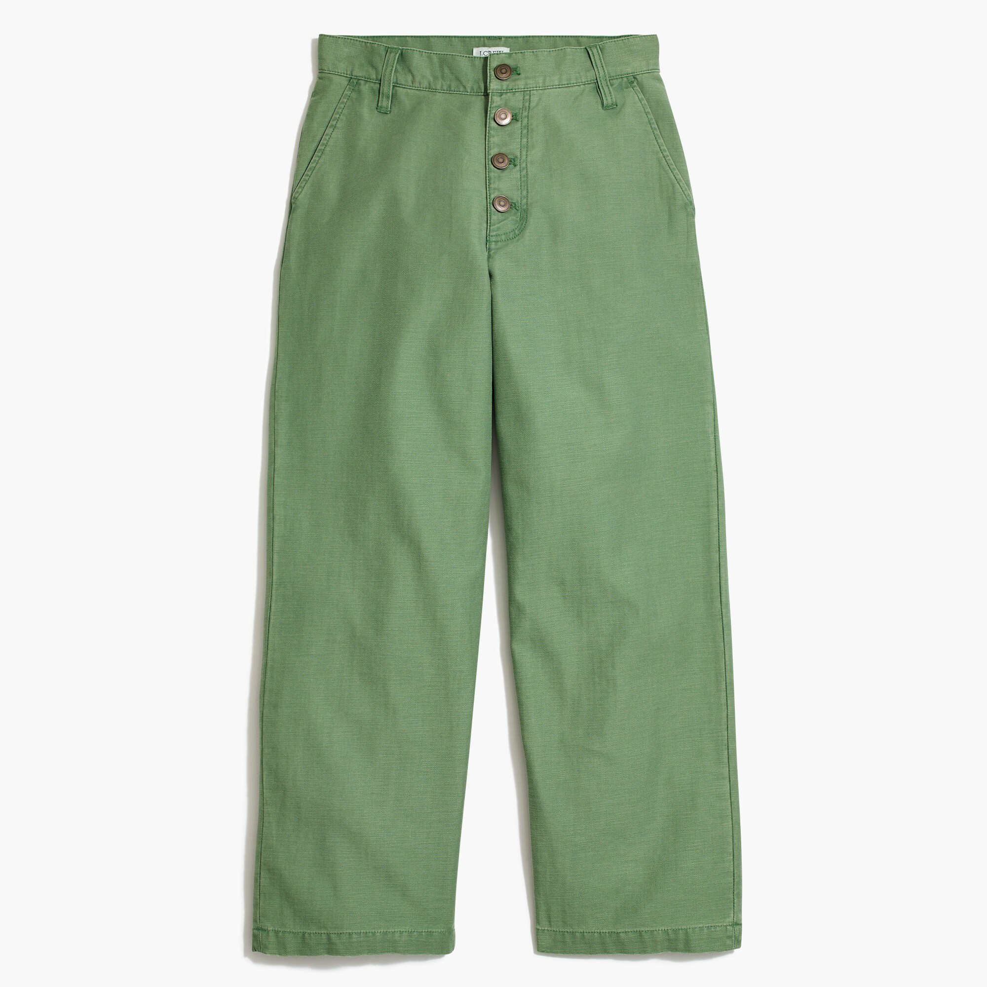 Wide-leg button-front pant in slub cotton