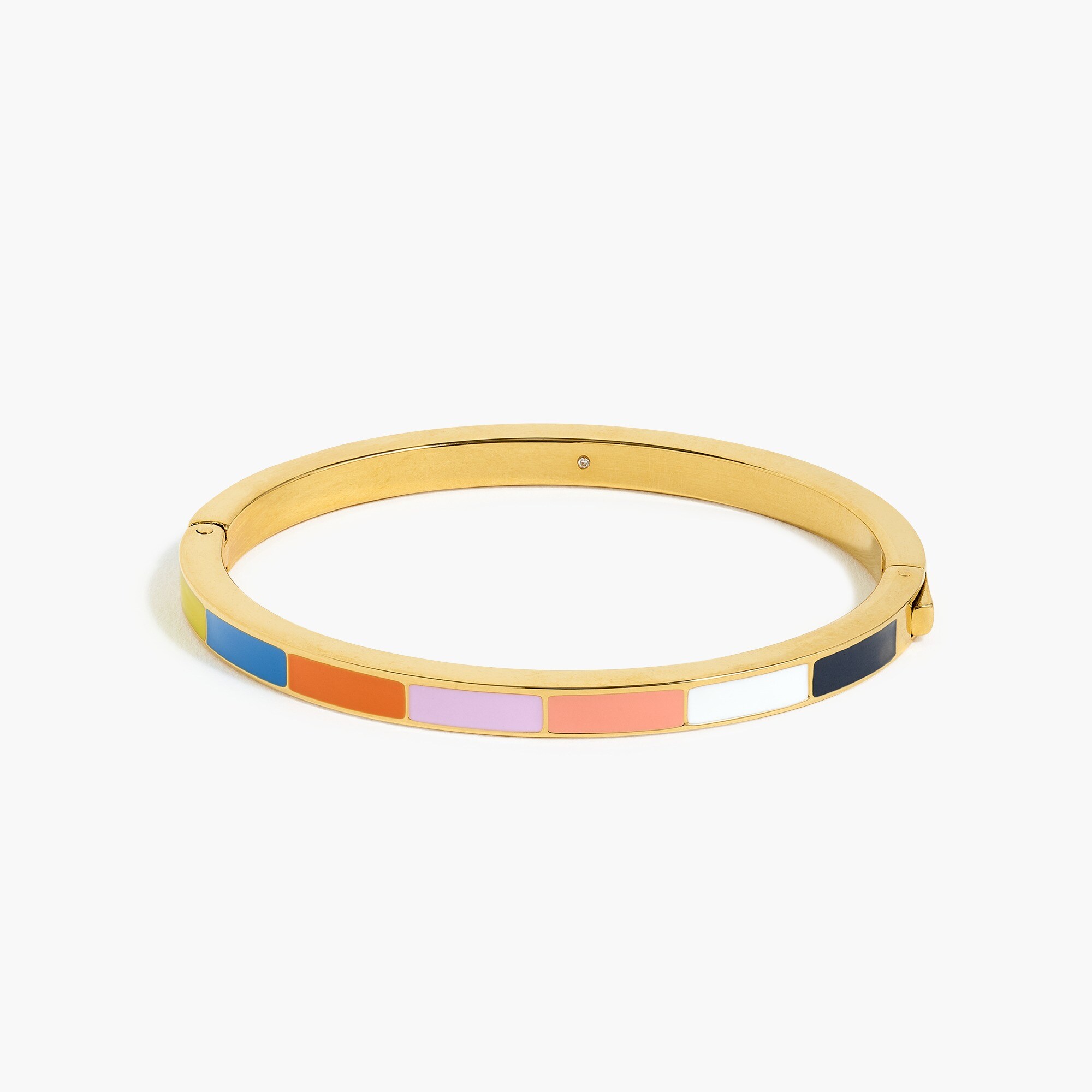 Rainbow-striped thin enamel hinged bracelet