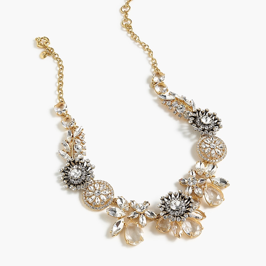 j.crew: crystal leafy statement necklace. #jcrew #statementnecklace #necklaces #rhinestones