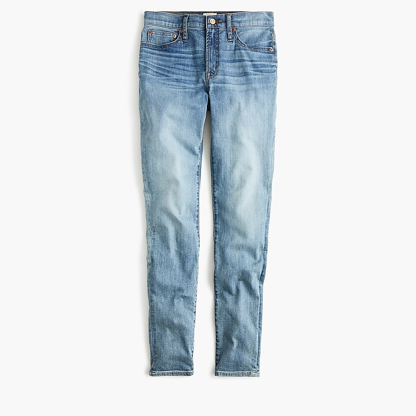 j.crew: 9" high-rise toothpick eco jean in rustic ocean wash for women, right side, view zoomed