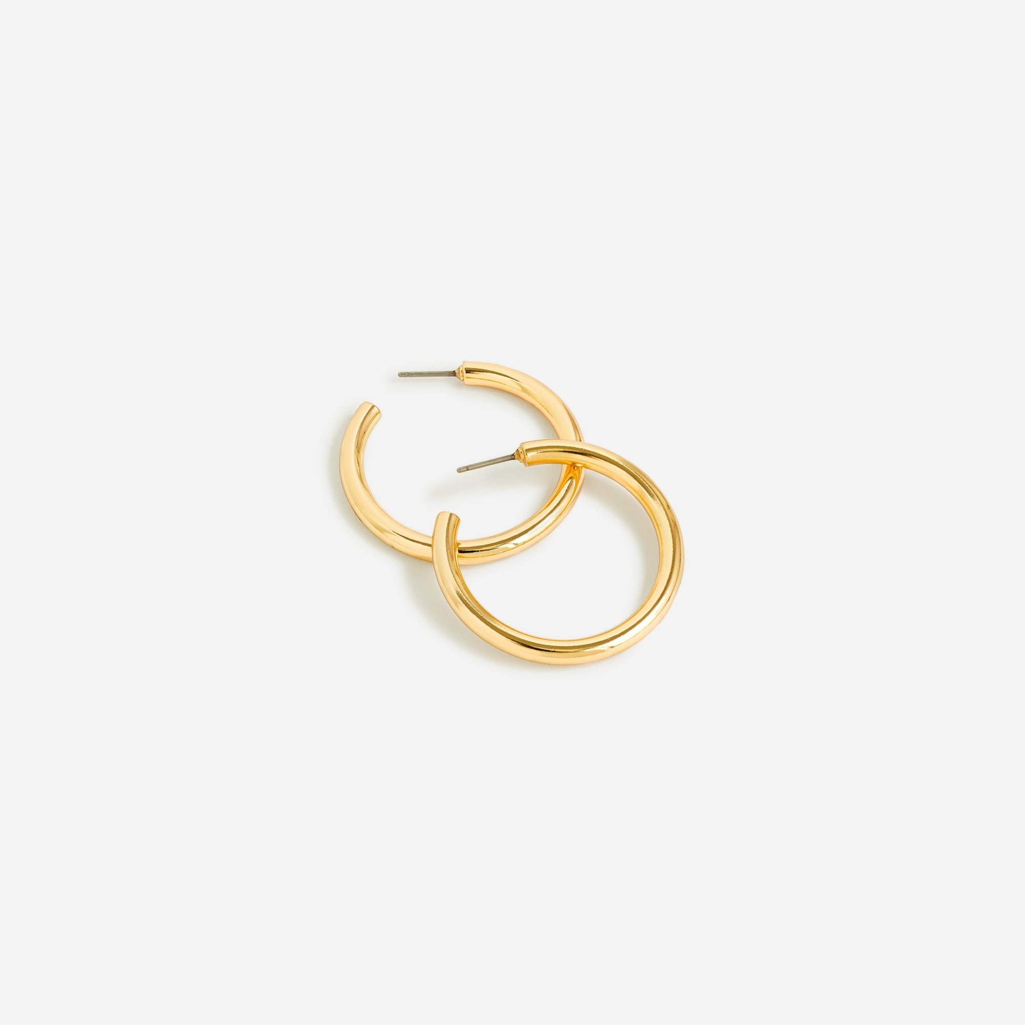 womens Mini tube hoop earrings in matte gold