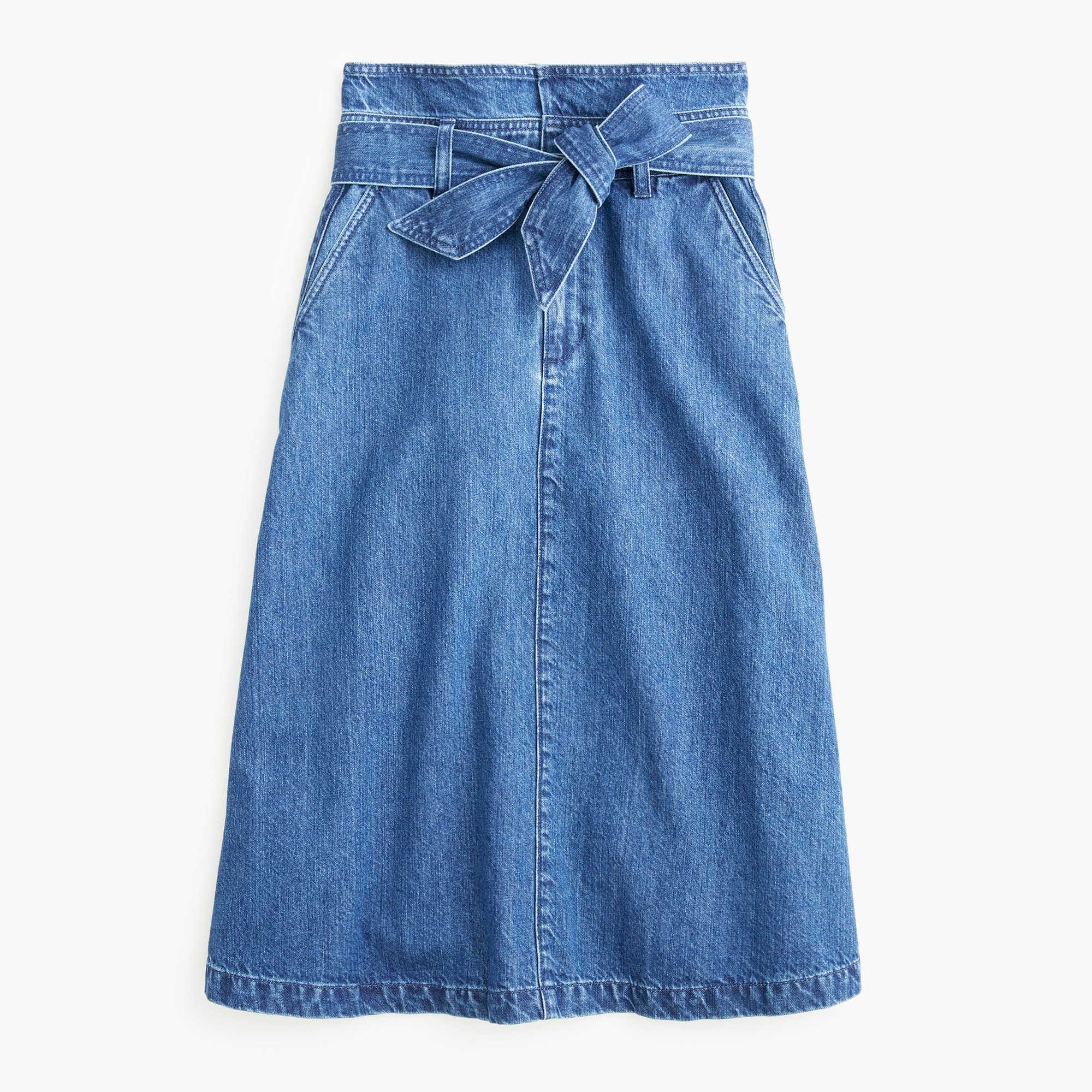 J.Crew Belted A line Midi Denim Skirt For Women