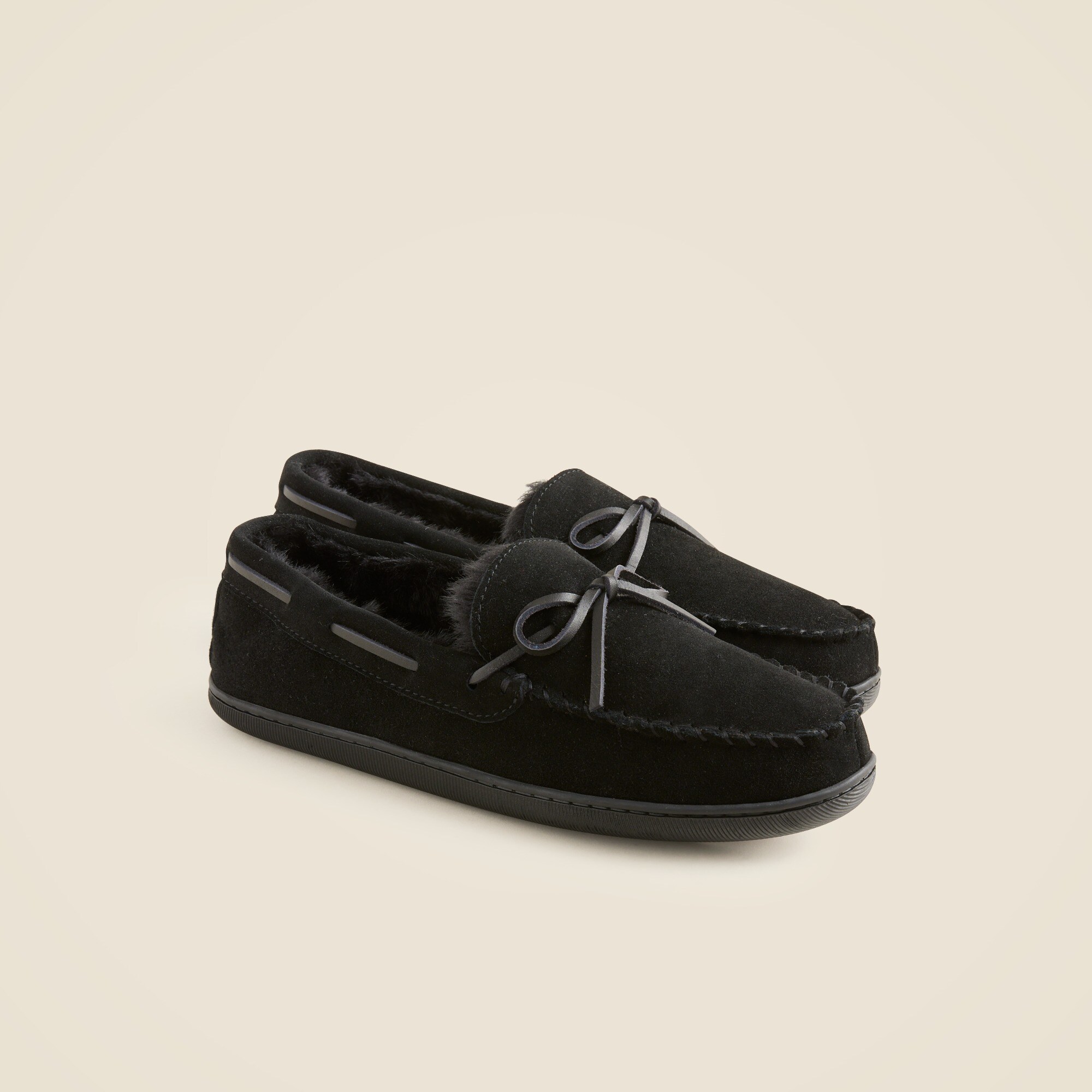 Sherpa-lined suede slippers