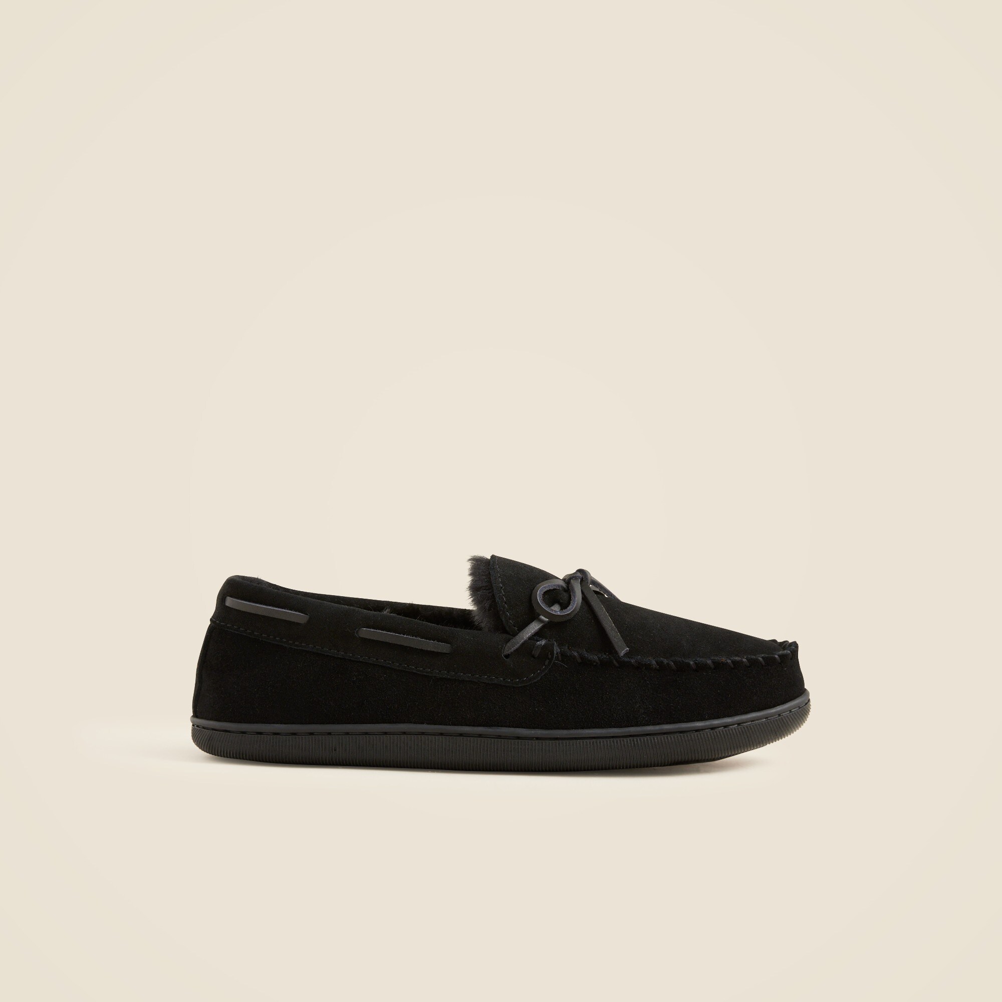 Sherpa-lined suede slippers