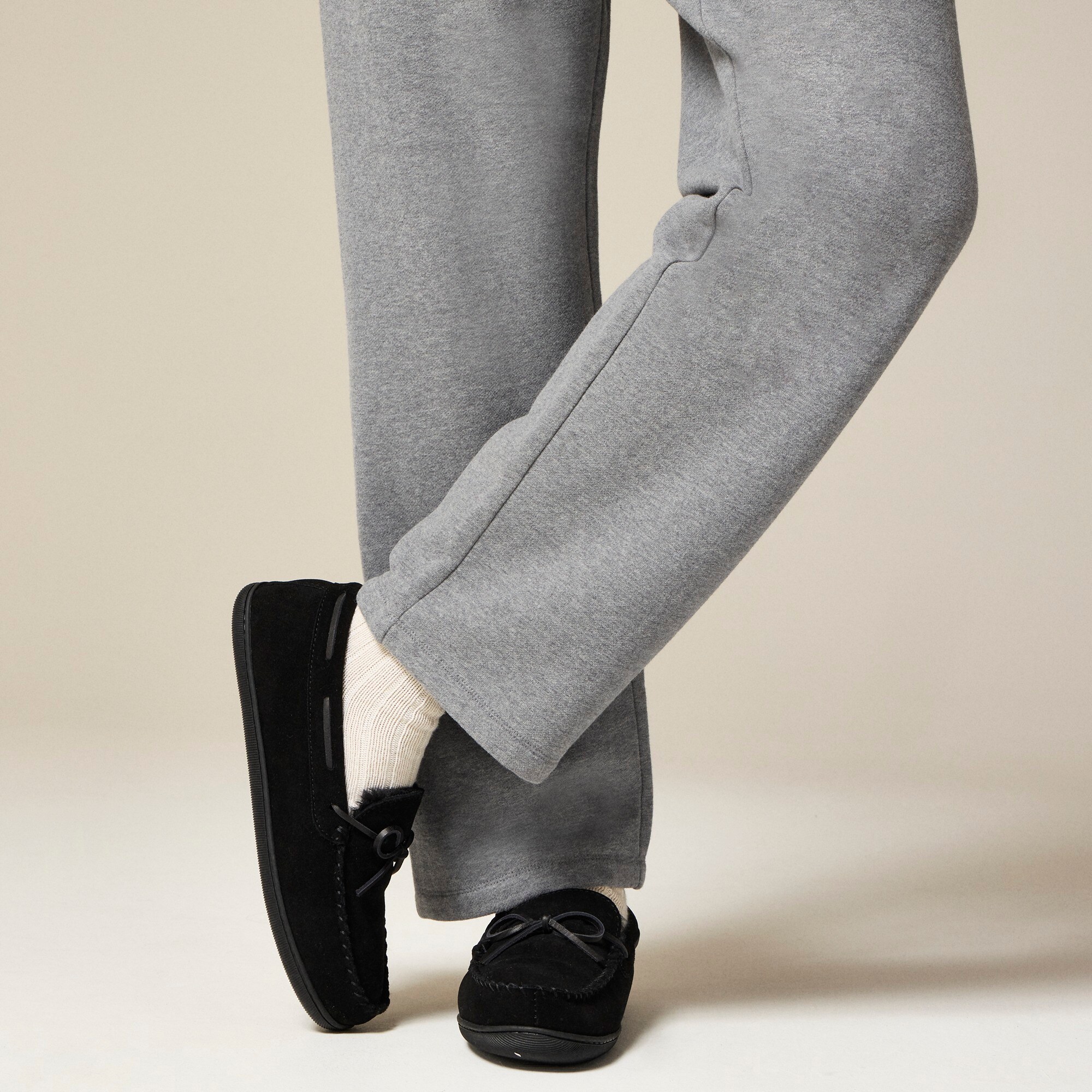 Sherpa-lined suede slippers