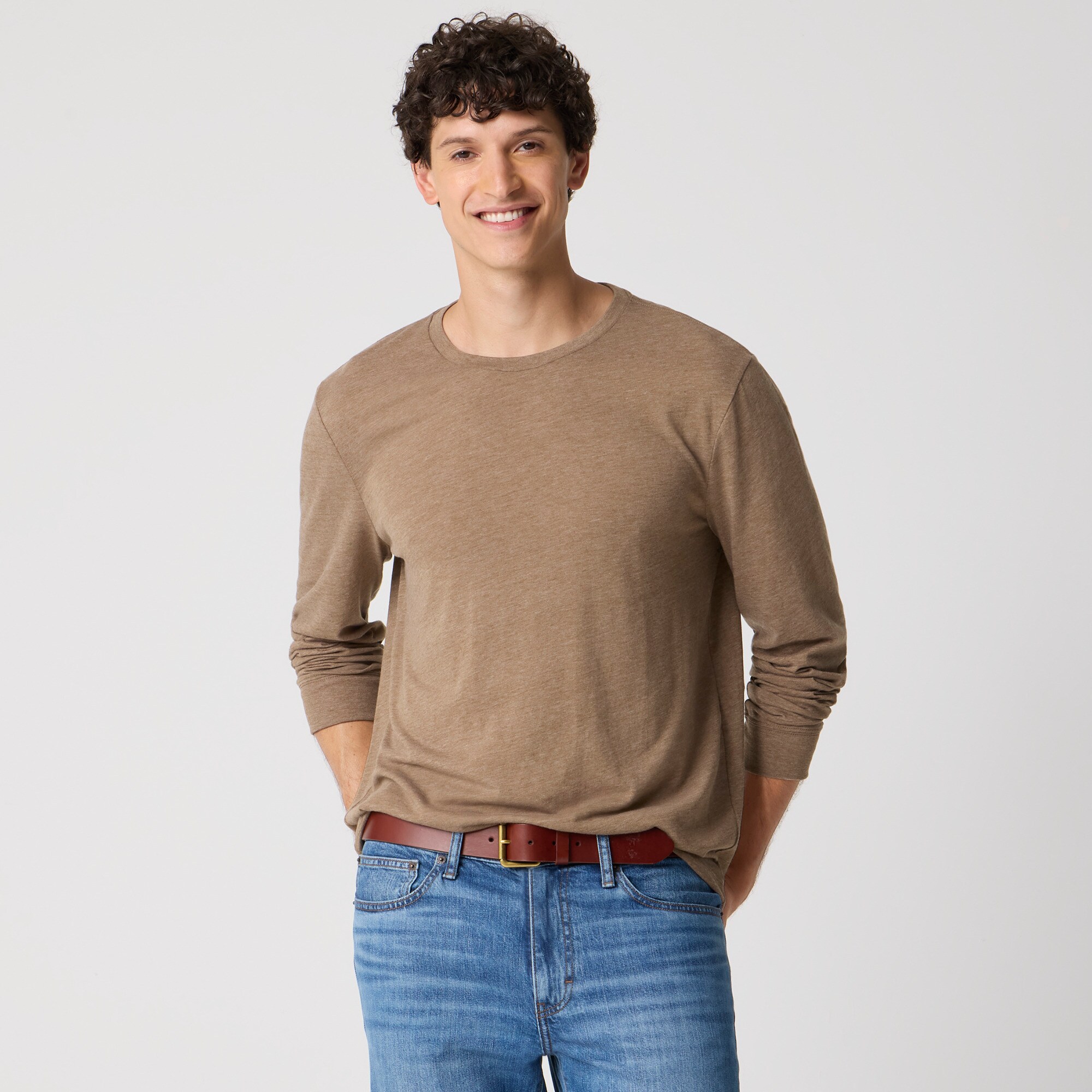 Long-sleeve washed jersey tee
