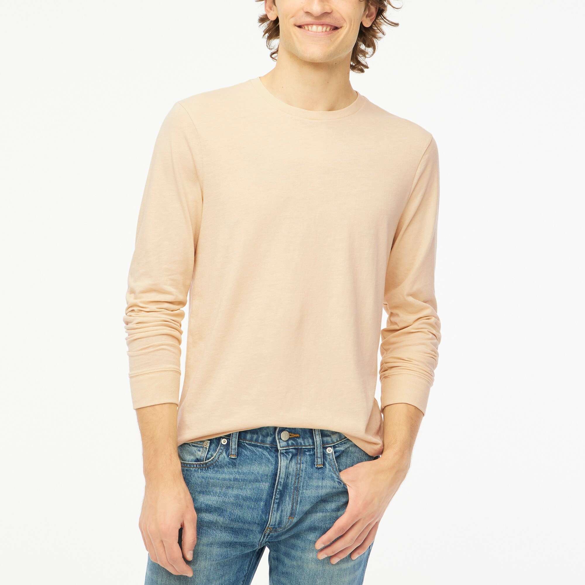 Long-sleeve washed jersey tee