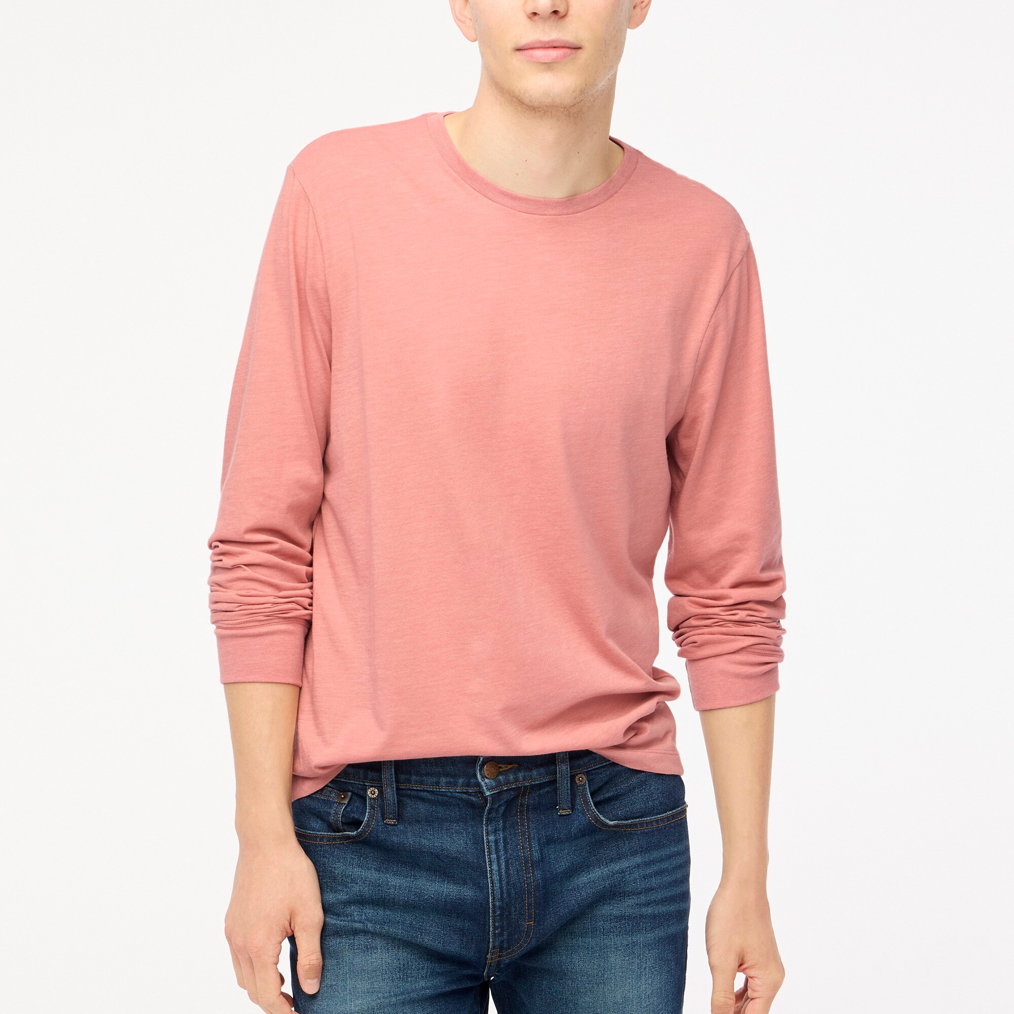Long-sleeve washed jersey tee