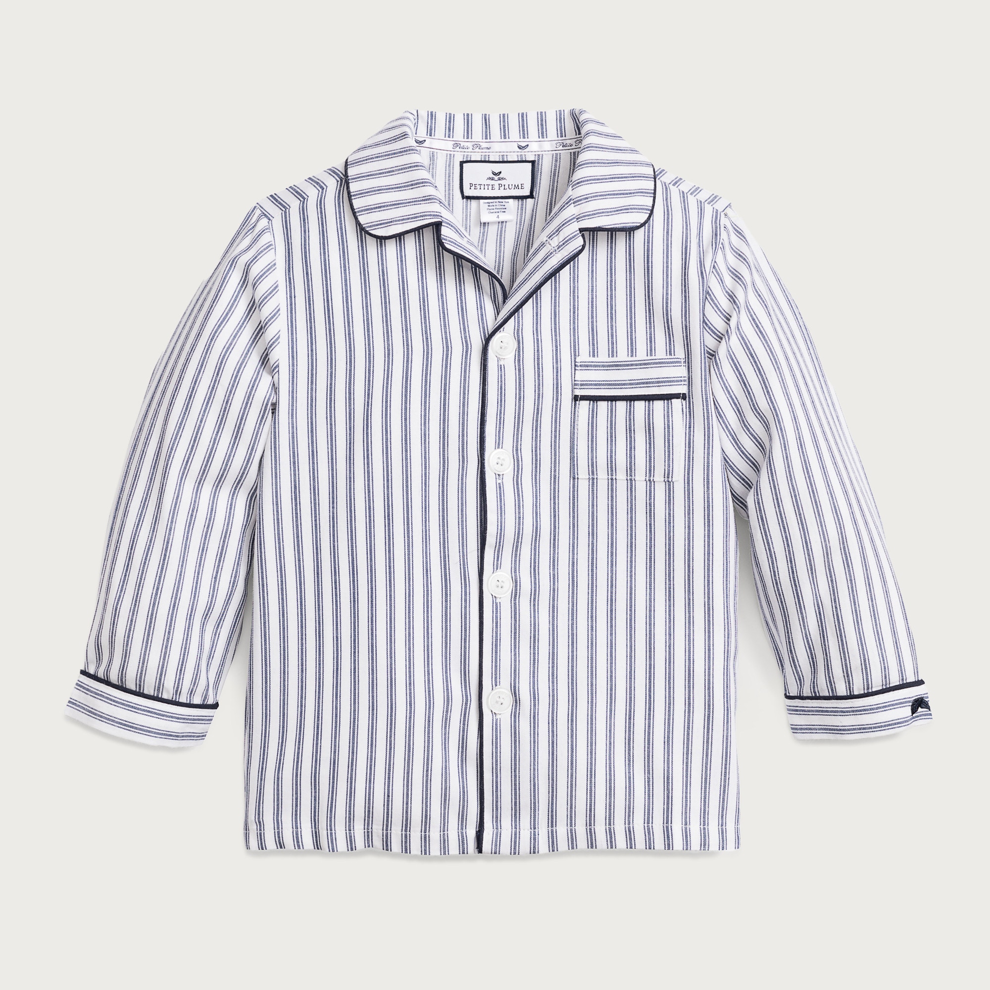 Petite Plume™ kids' pajama set in french ticking - thumbnail 2