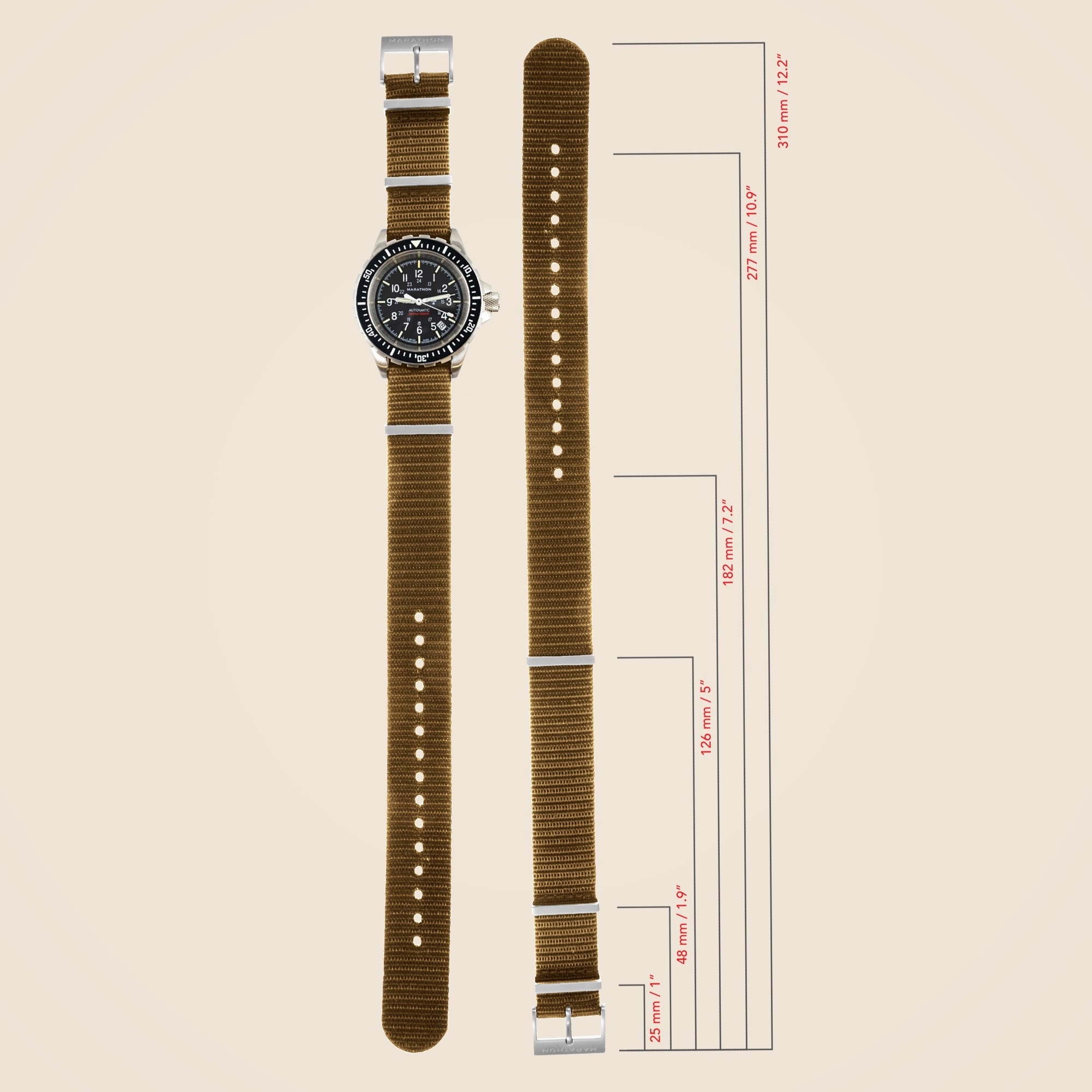 Marathon Watch Company™ 20mm Nylon Defense Standard Watch Strap