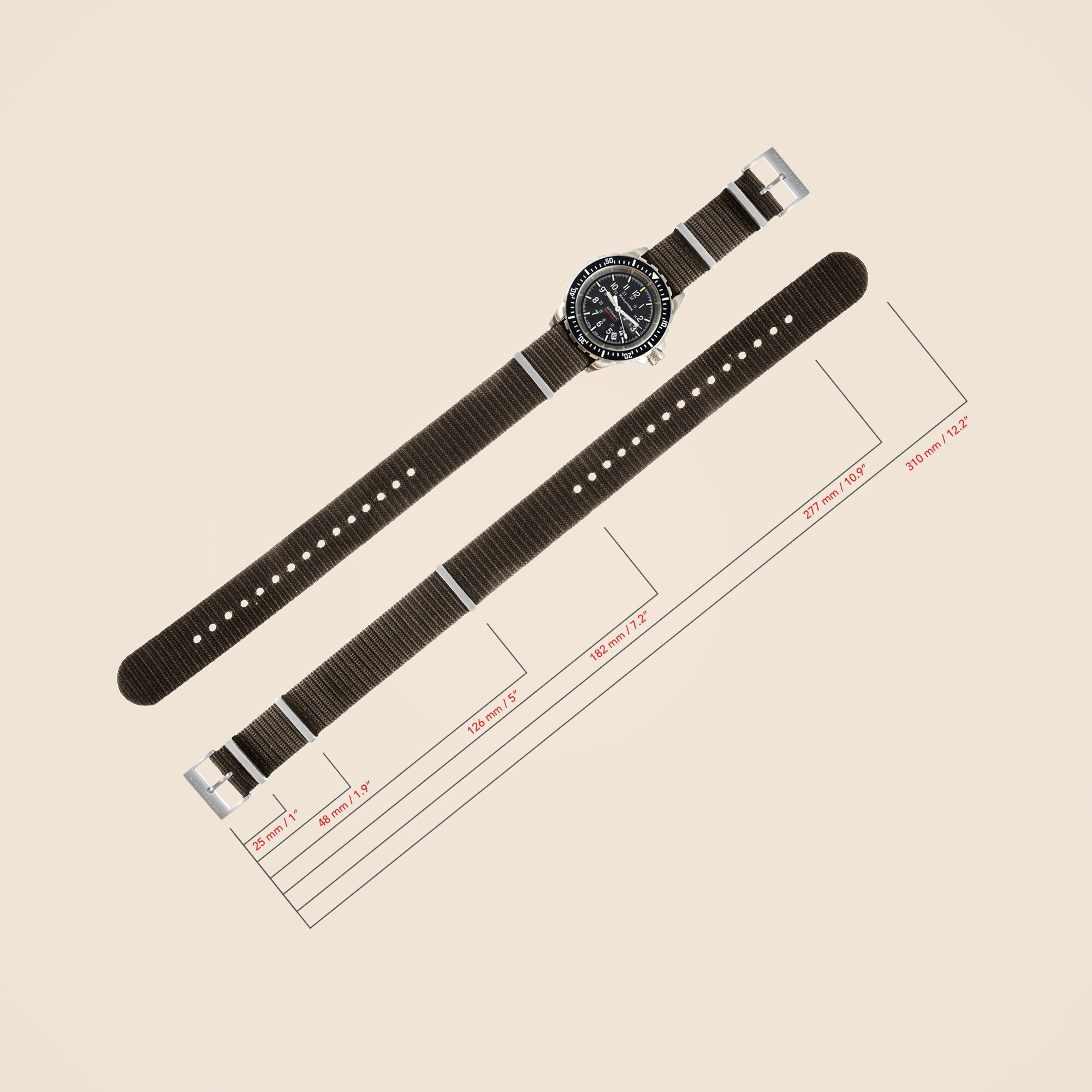 Marathon Watch Company™ 20mm Nylon Defense Standard Watch Strap