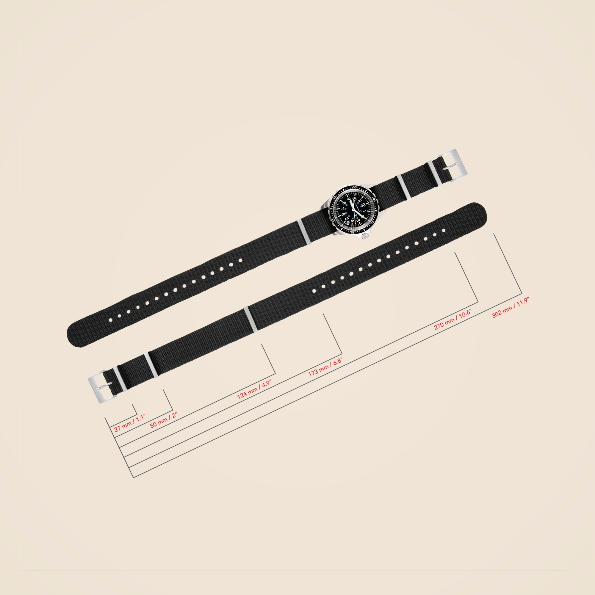 Marathon Watch Company™ 18mm Nylon Defense Standard Watch Strap
