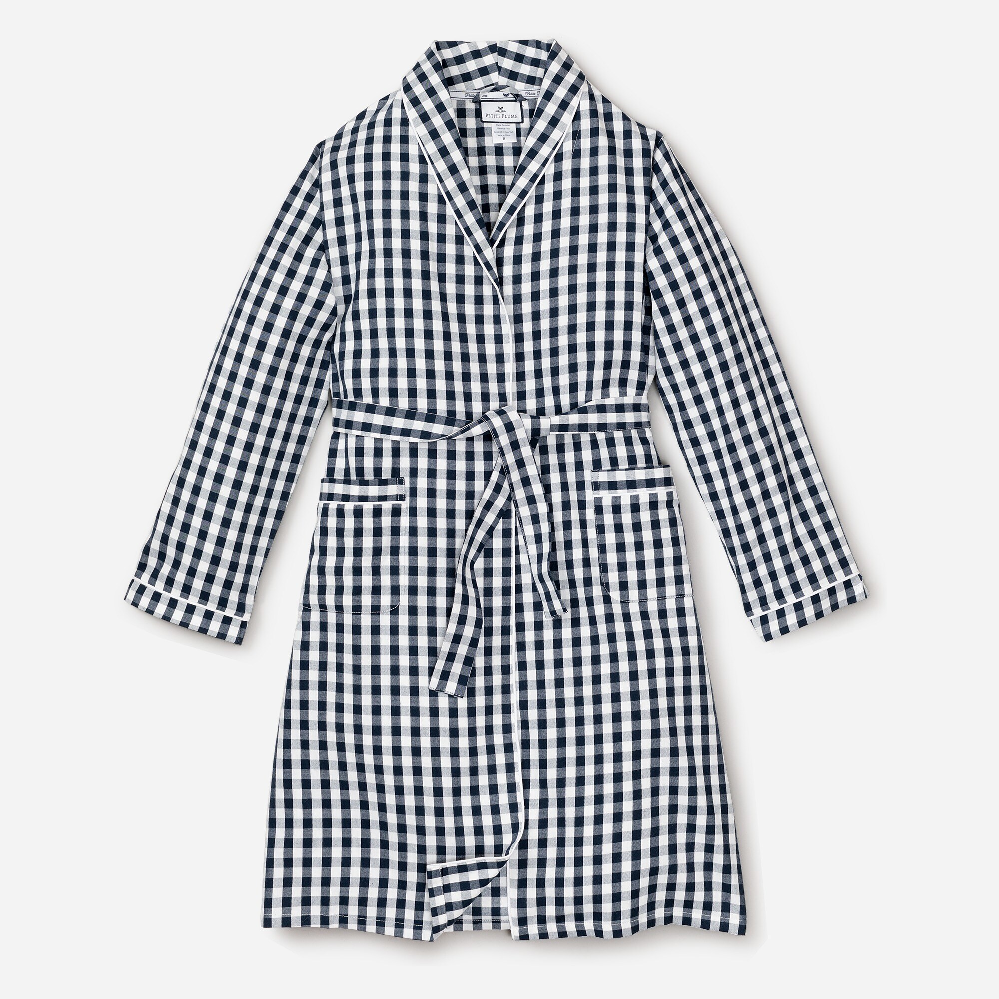  Petite Plume™ men's robe in gingham
