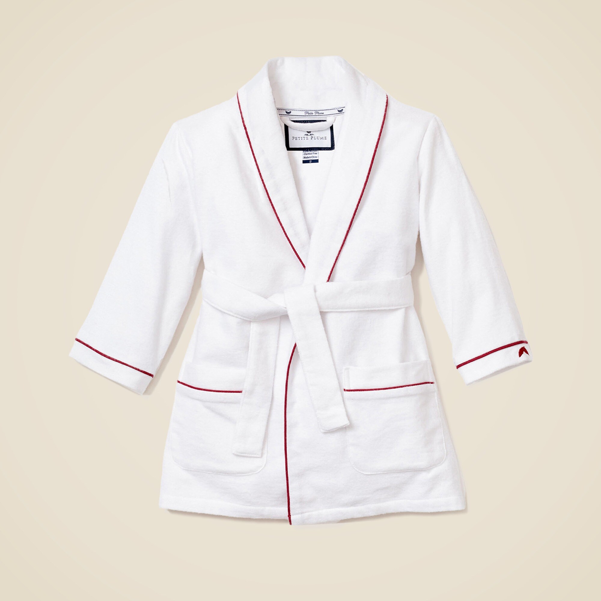 Petite Plume™ kids' flannel robe with piping
