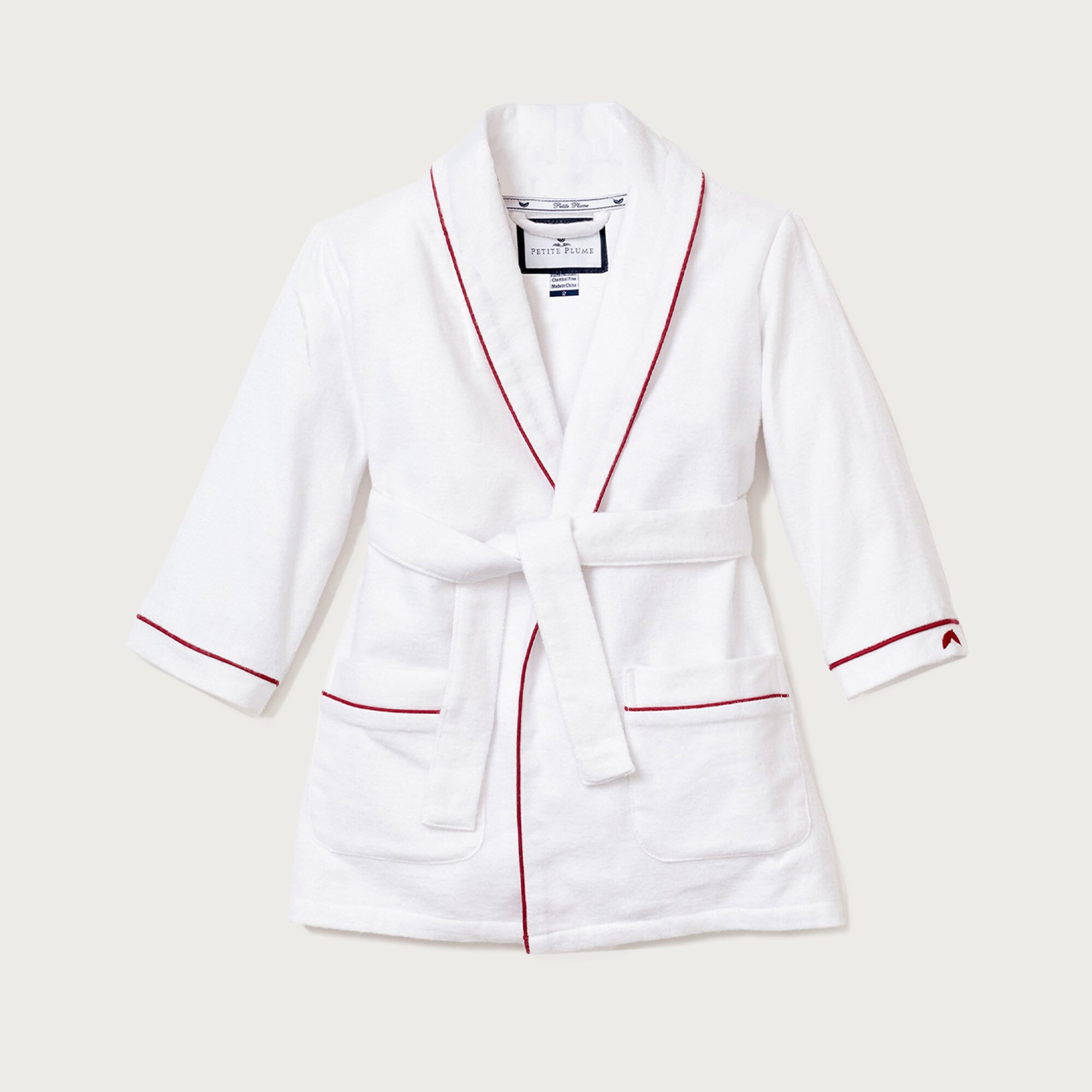 boys Petite Plume™ kids' flannel robe with piping