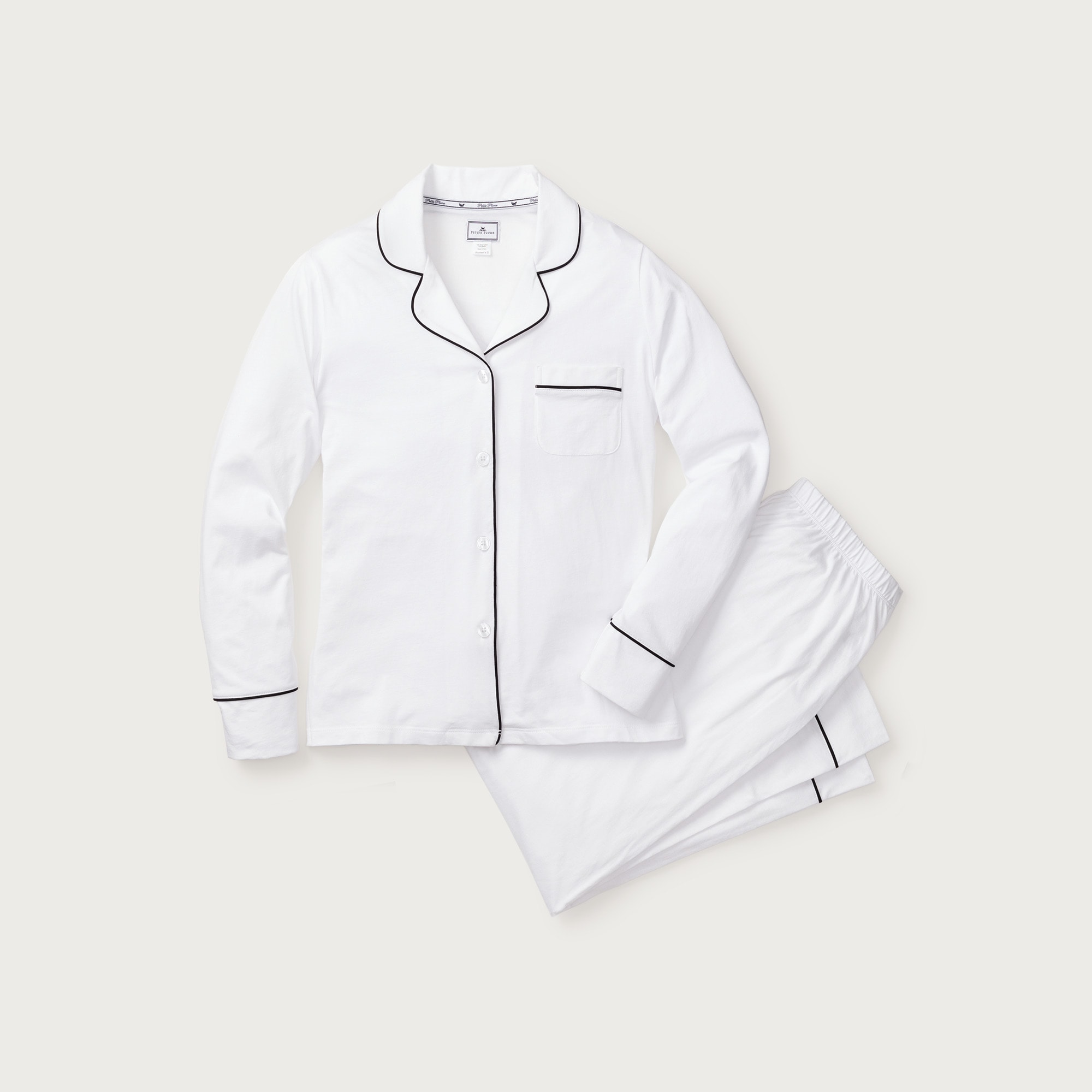 womens Petite Plume™ women's Pima cotton pajama set with piping