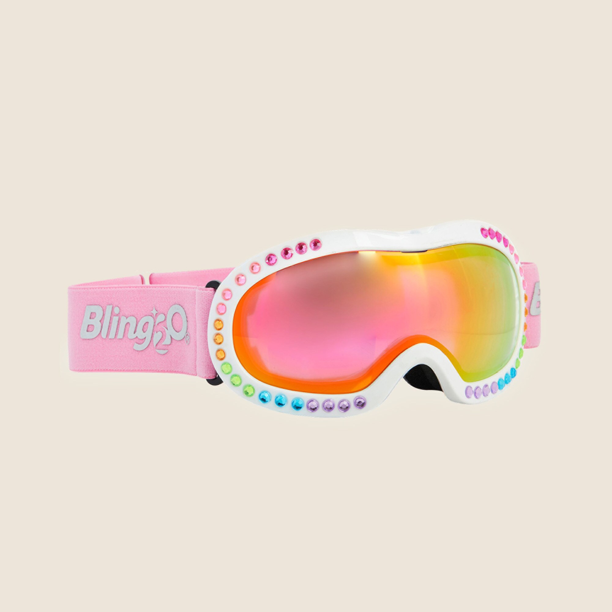 Bling2o | Pink & White Stone-Detail Ski Mask Bling2o Girls Swirls Of White Ski and Snow Mask | HONEYPIEKIDS main image 2