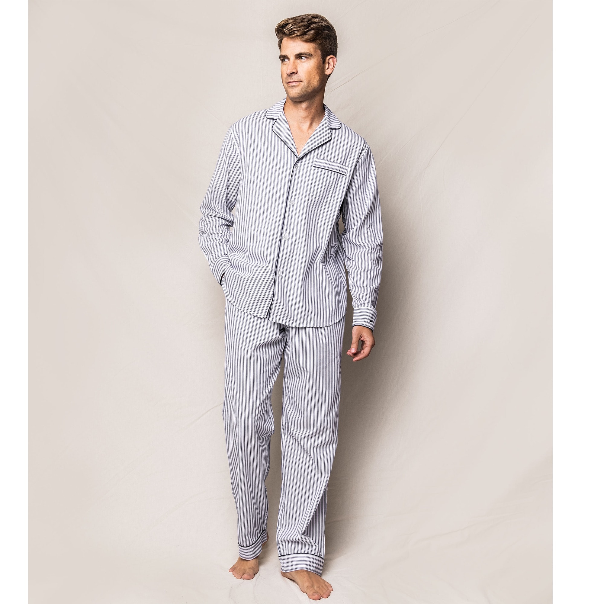 Petite Plume™ Men's Pajama Set In French Ticking For Men