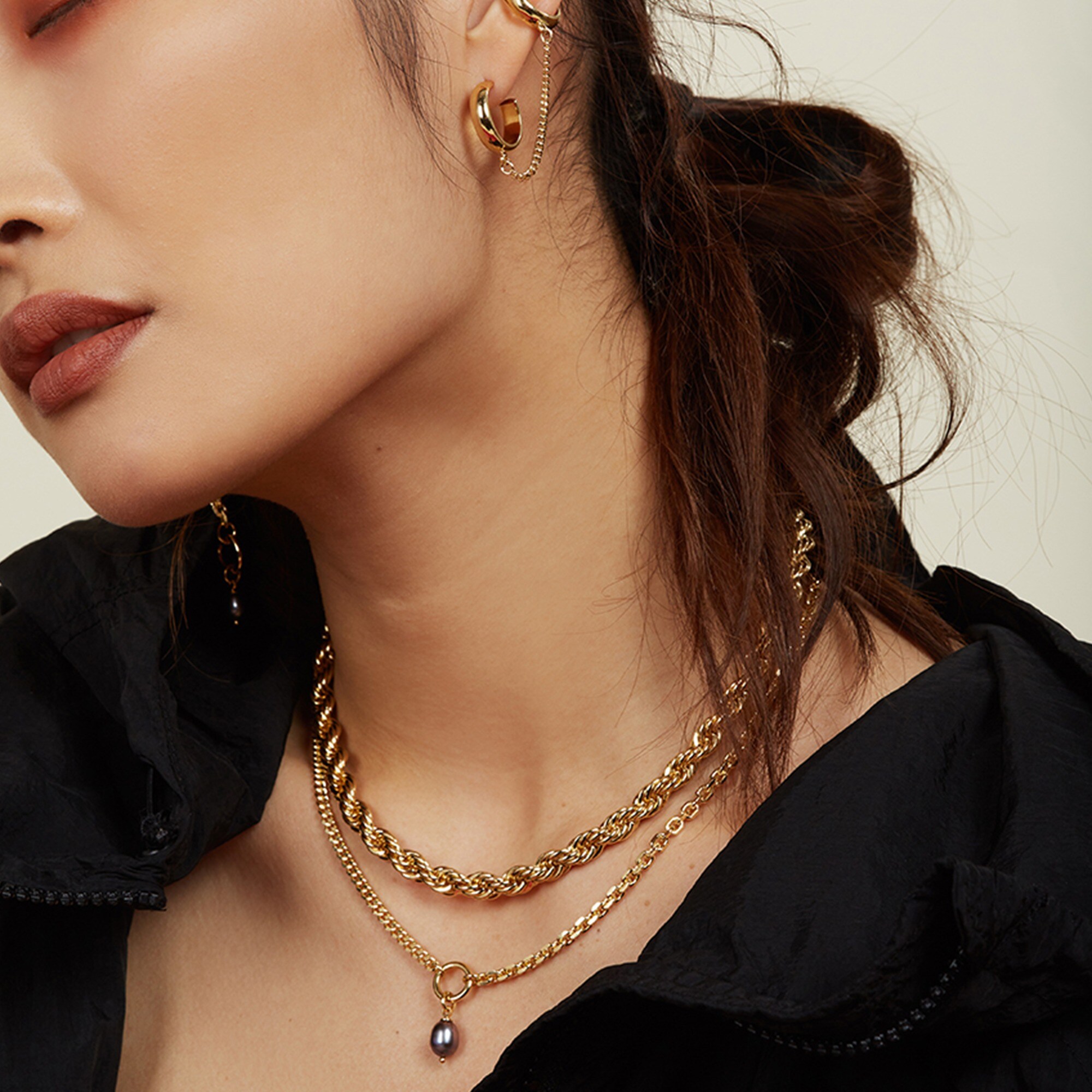 Lady Grey Duo Chain Necklace For Women