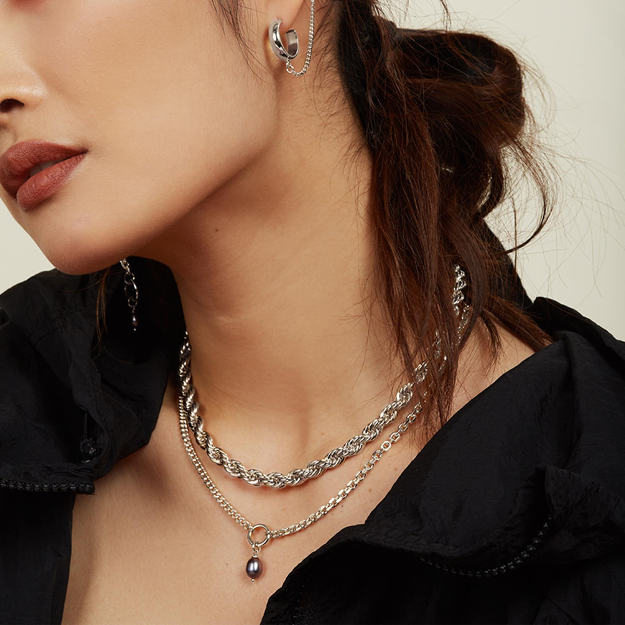 Lady Grey Duo Chain Necklace For Women