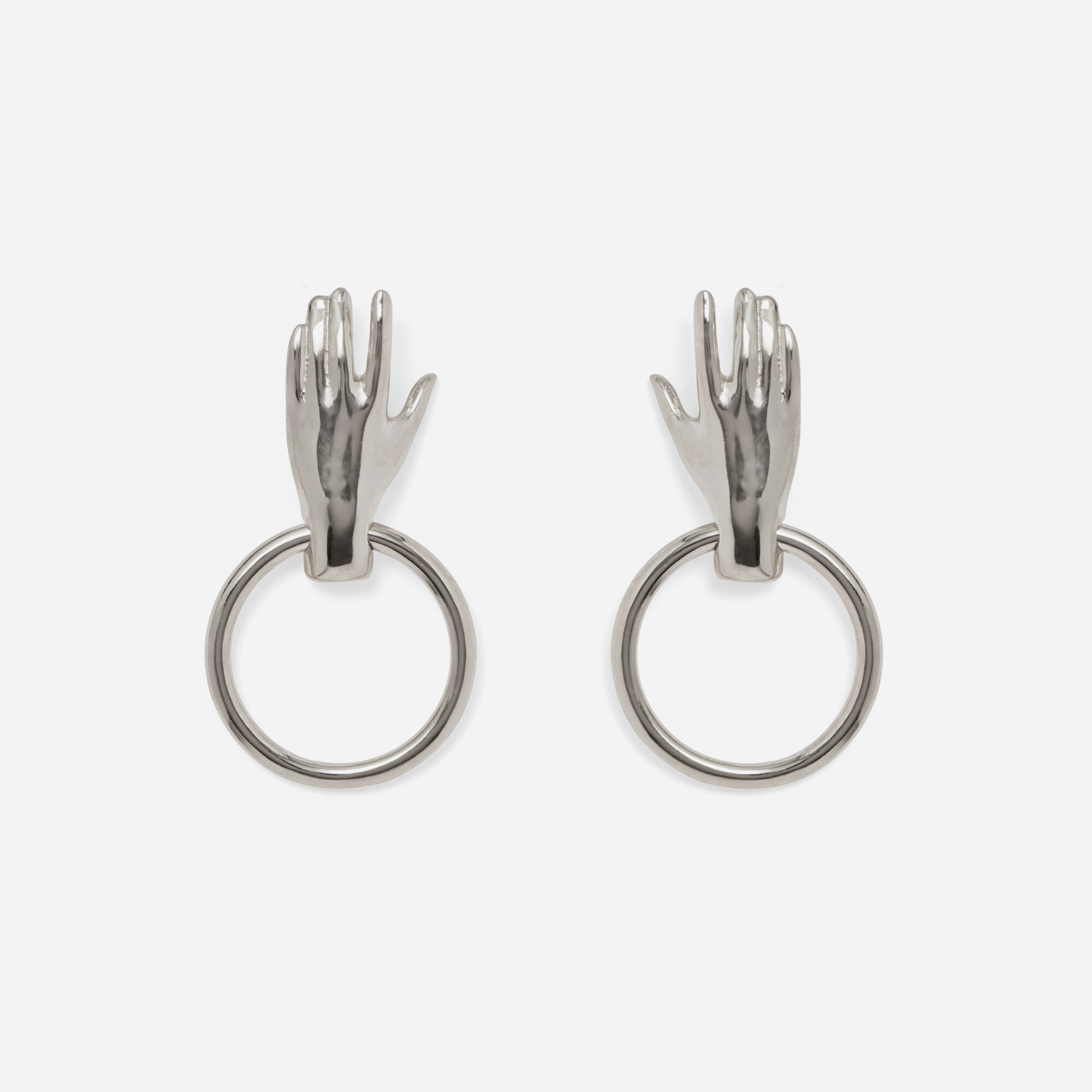 womens Lady Grey hand hoop earrings