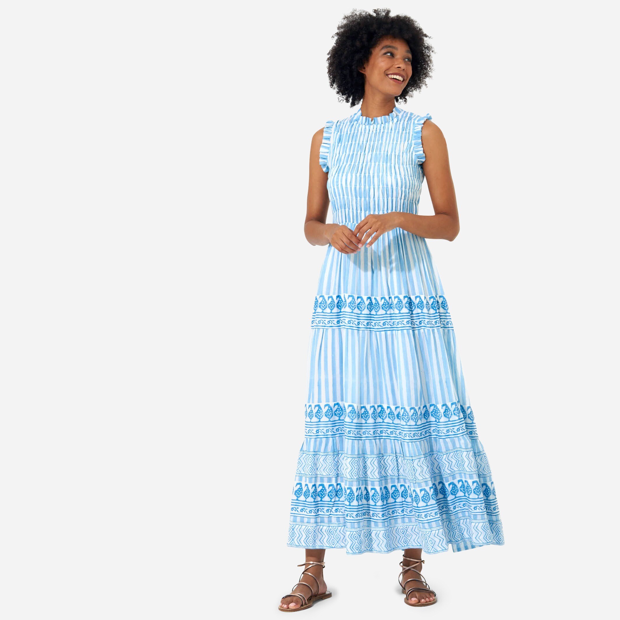 OLIPHANT™ Sleeveless Smocked Maxi Dress For Women