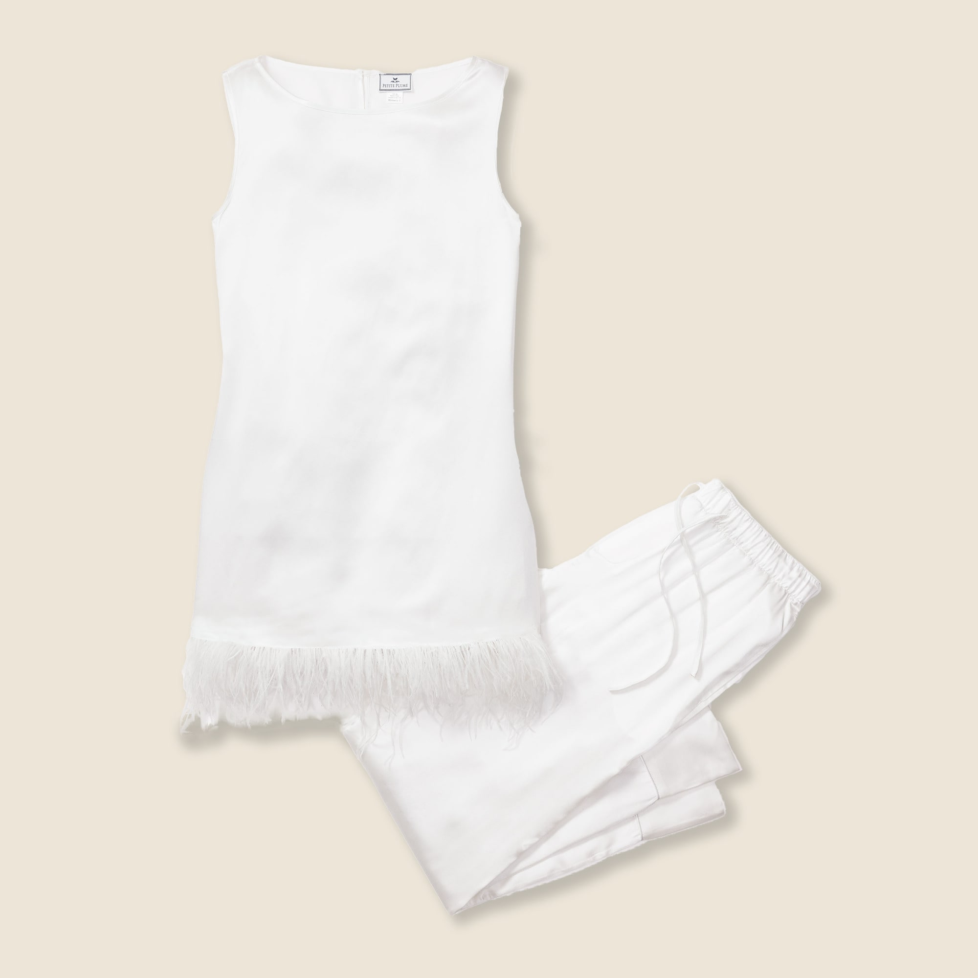 Petite Plume™ women's silk tunic set with feathers