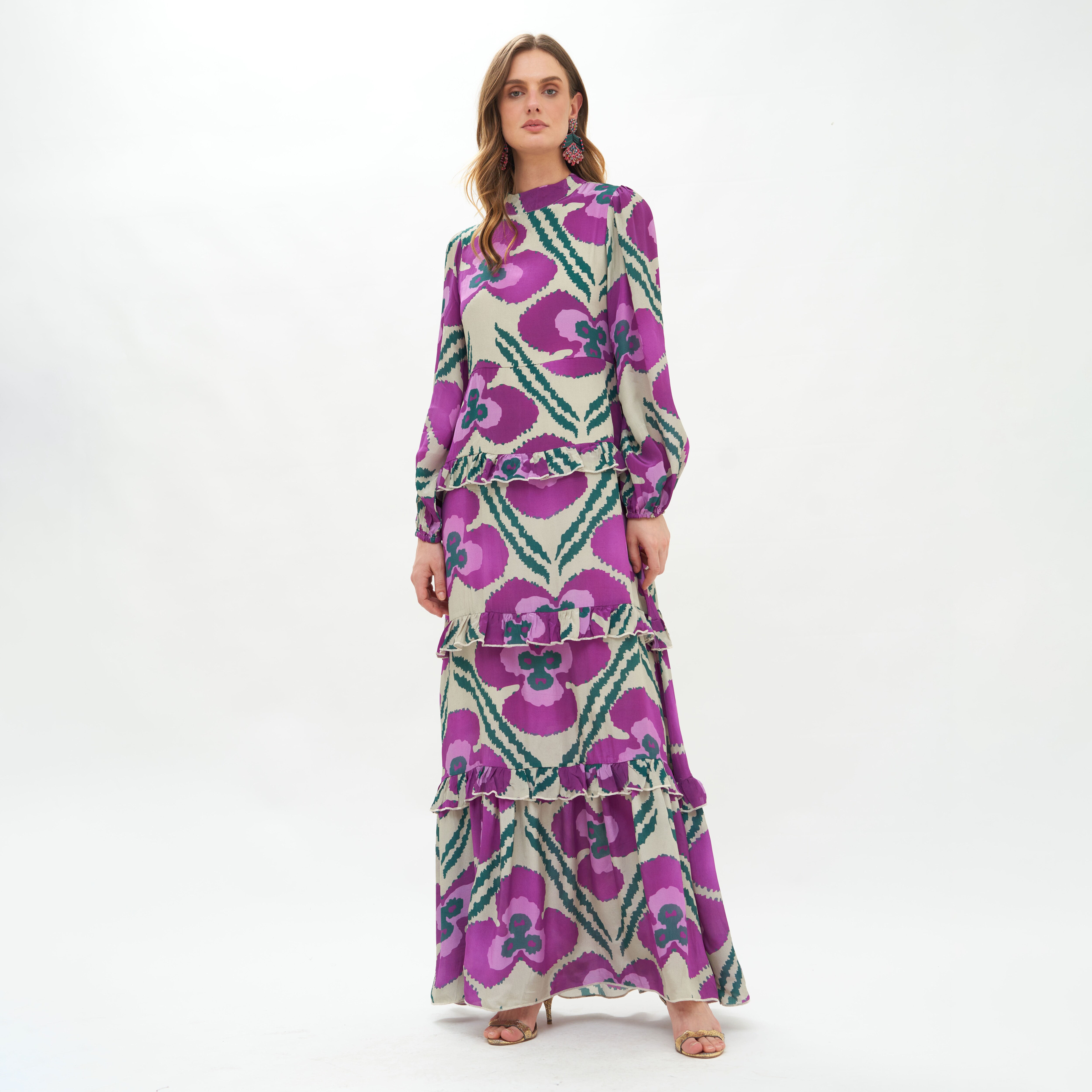 chinese dress ladies Janis Cotton Frill Maxi Dress / Black | Meshki