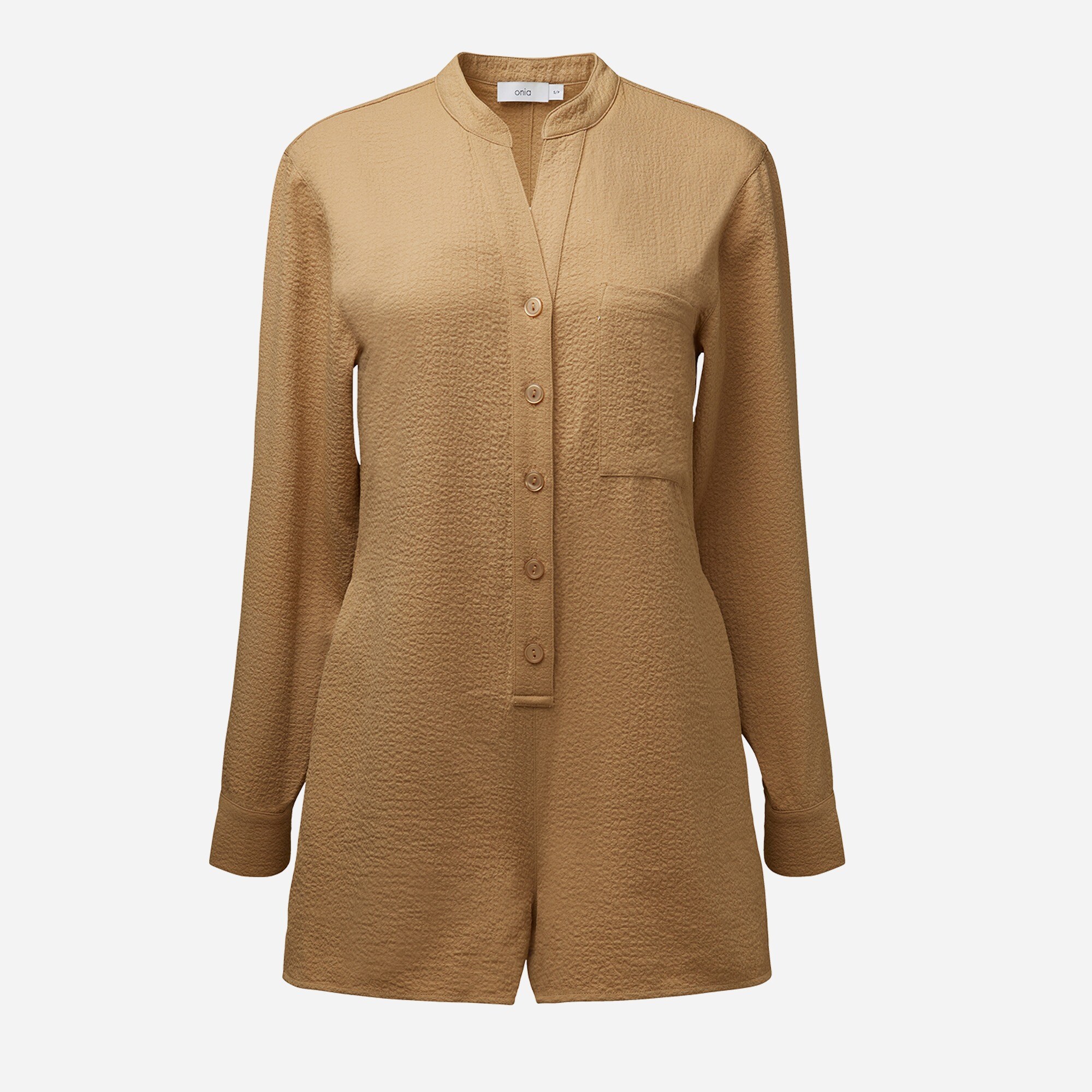 Onia soft gauze button-down romper