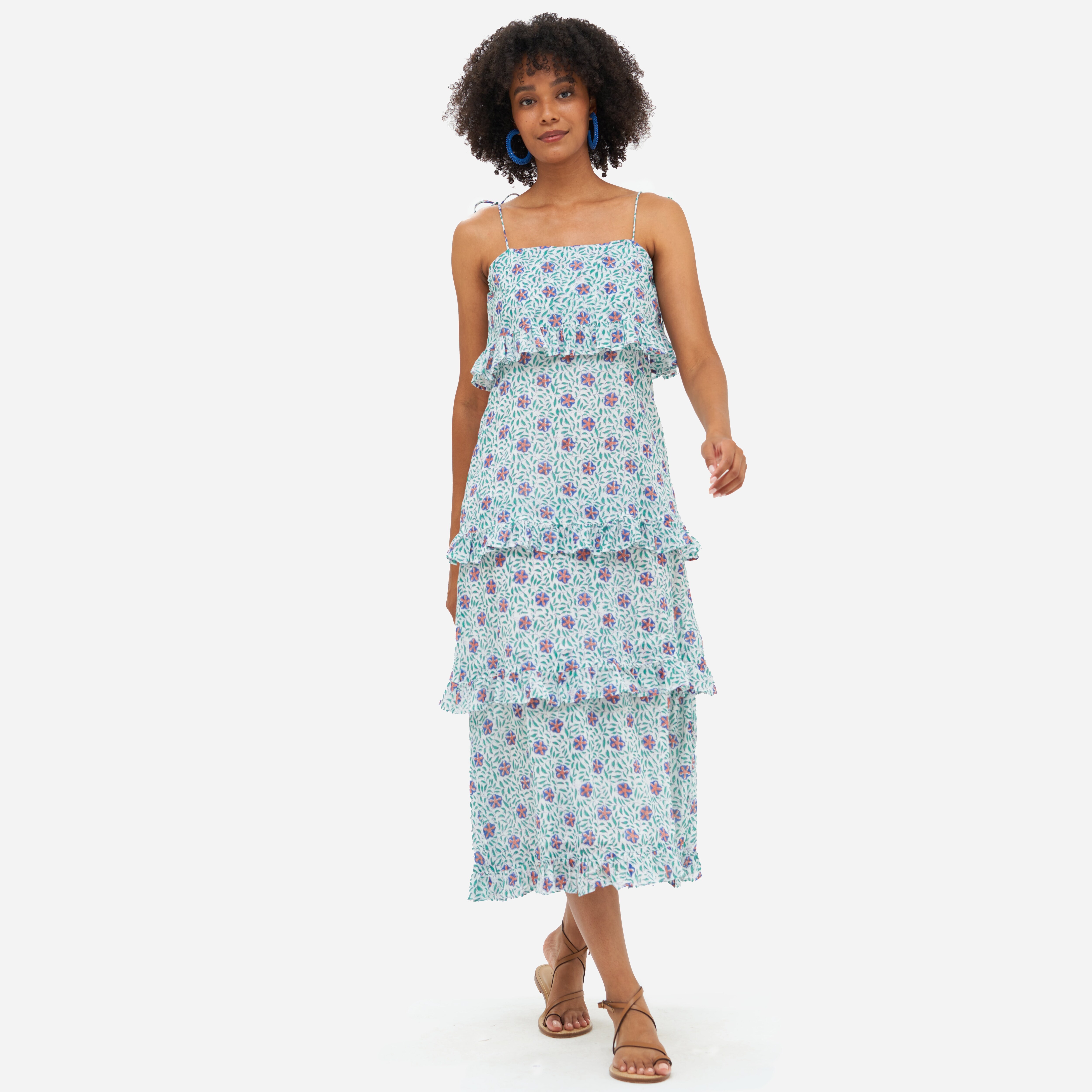OLIPHANT™ tie-strap ruffle midi dress