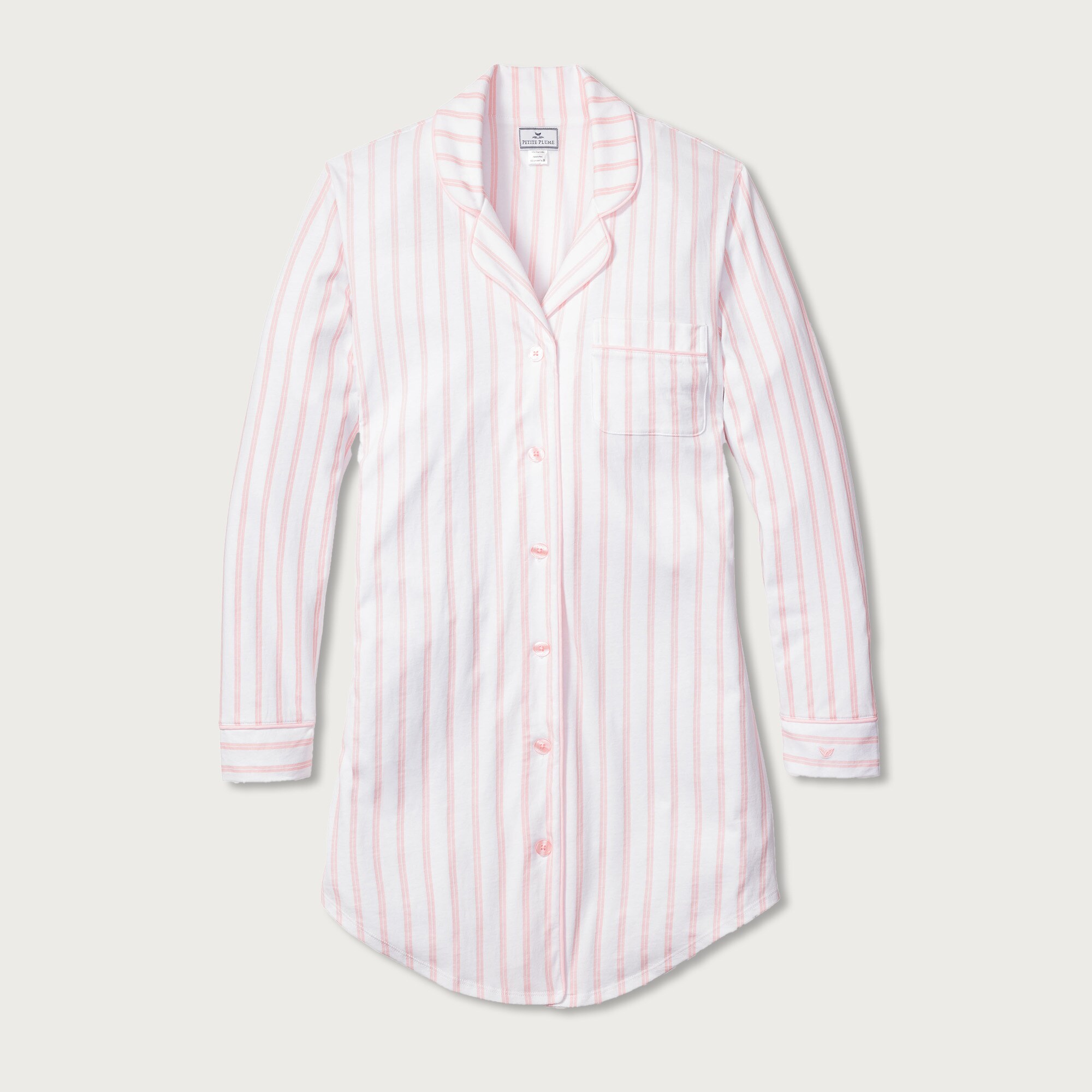 Petite Plume™ women's luxe Pima cotton nightshirt in stripe