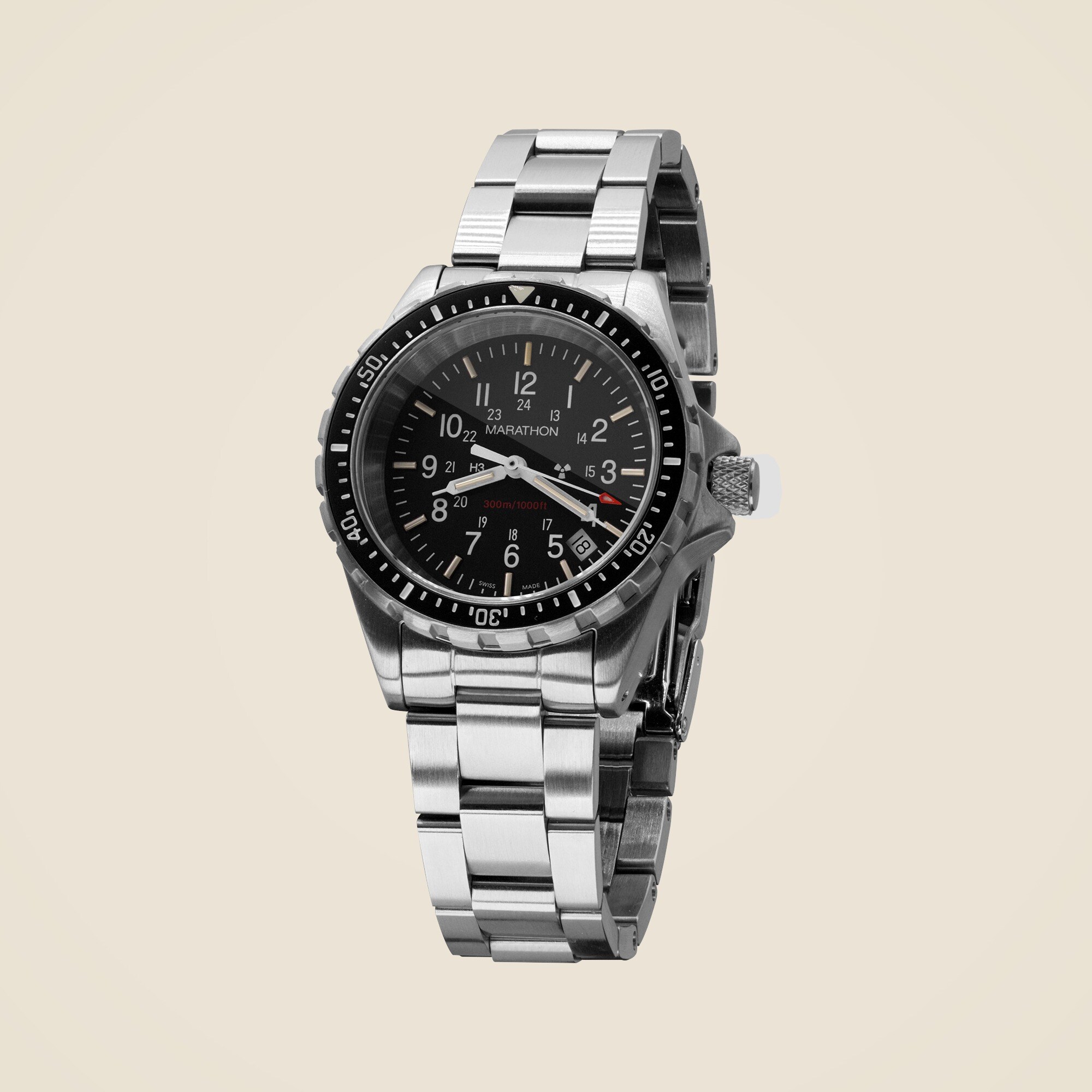  Marathon Watch Company&trade; Large Diver&apos;s Quartz with Stainless Steel Bracelet