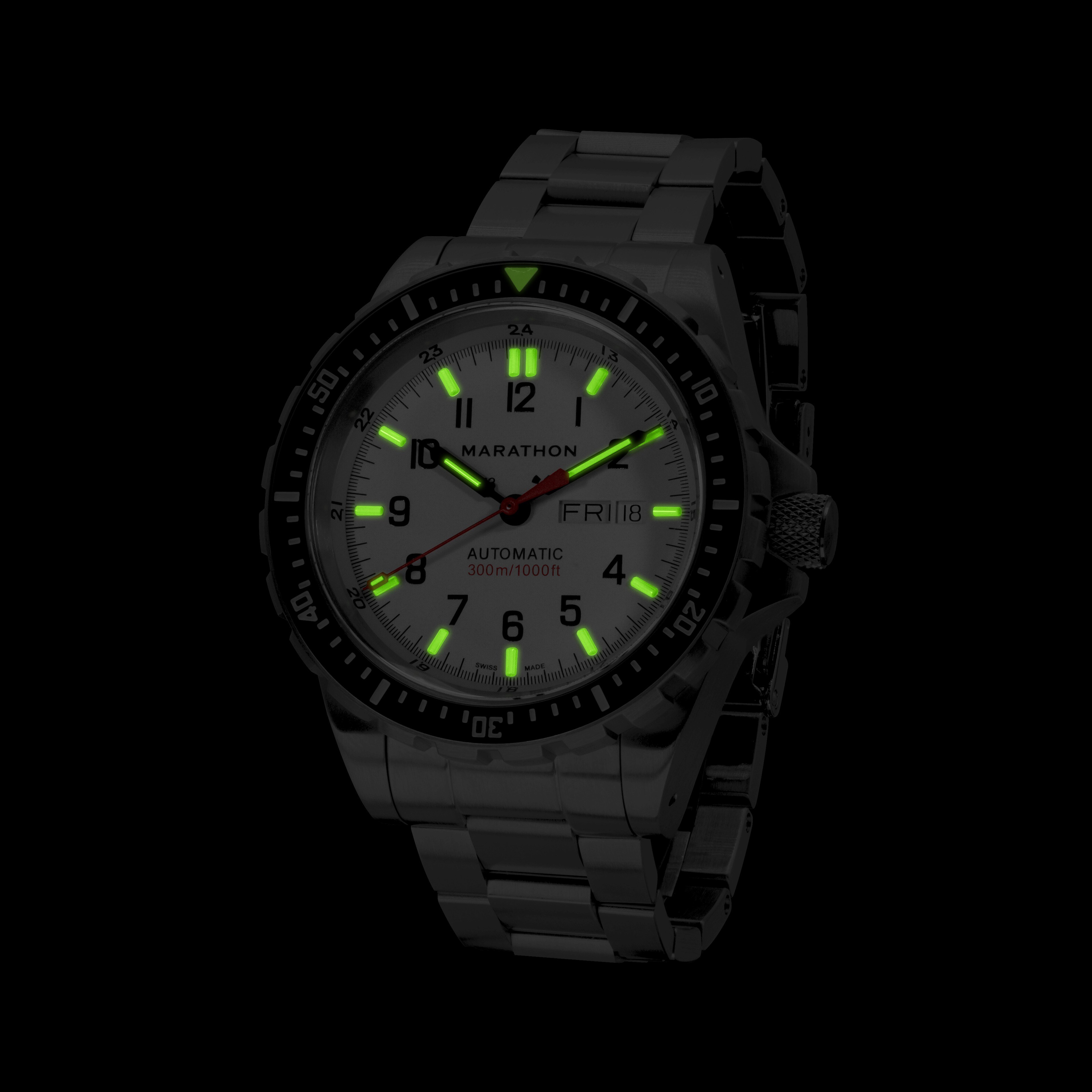 Marathon Watch Company™ Arctic-Edition Jumbo Day/Date Automatic with Stainless Steel Bracelet