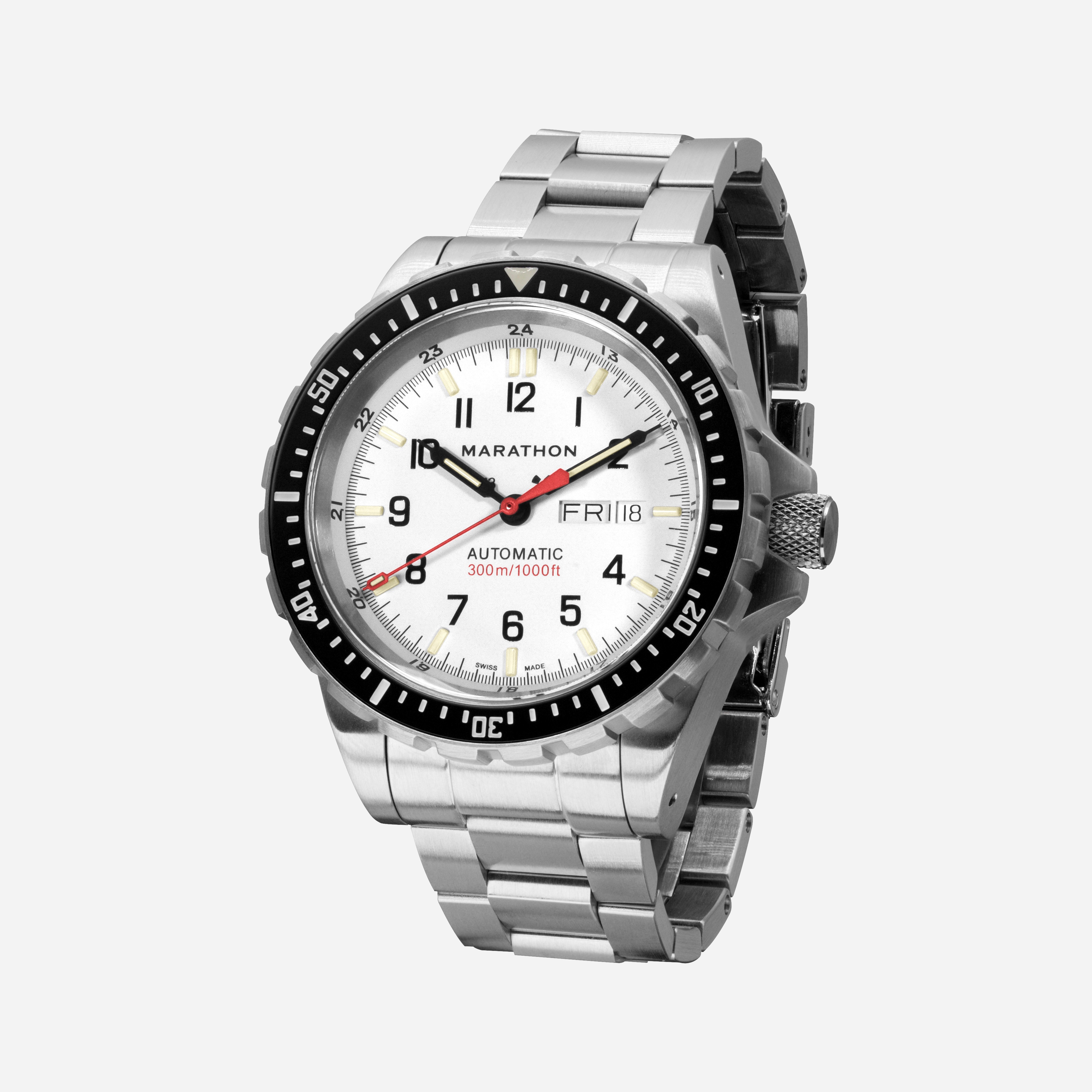 Marathon Watch Company™ Arctic-Edition Jumbo Day/Date Automatic with Stainless Steel Bracelet