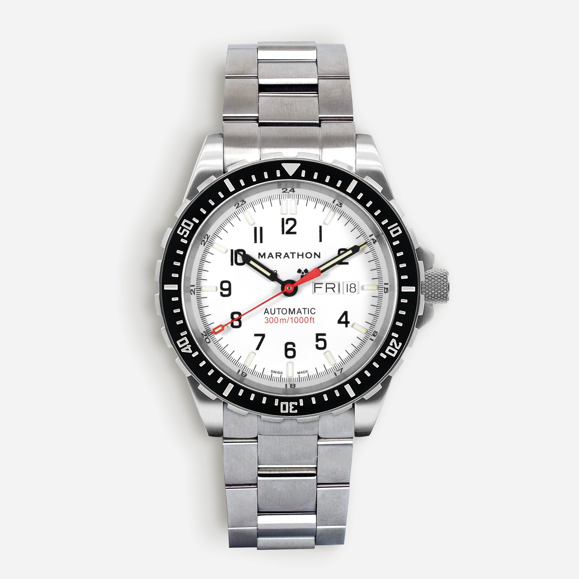 Marathon Watch Company™ Arctic-Edition Jumbo Day/Date Automatic with Stainless Steel Bracelet