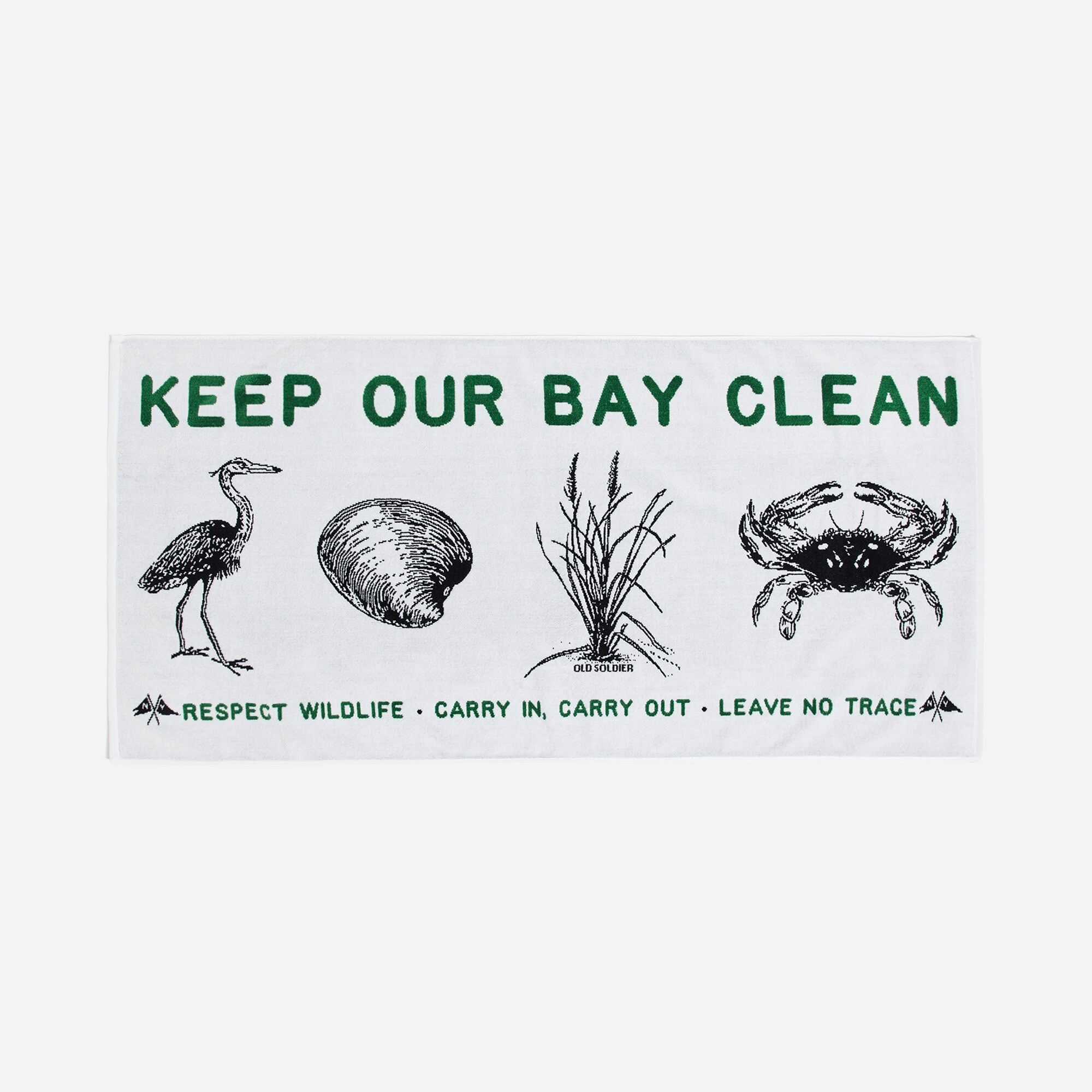Old Soldier "KEEP OUR BAY CLEAN" beach towel