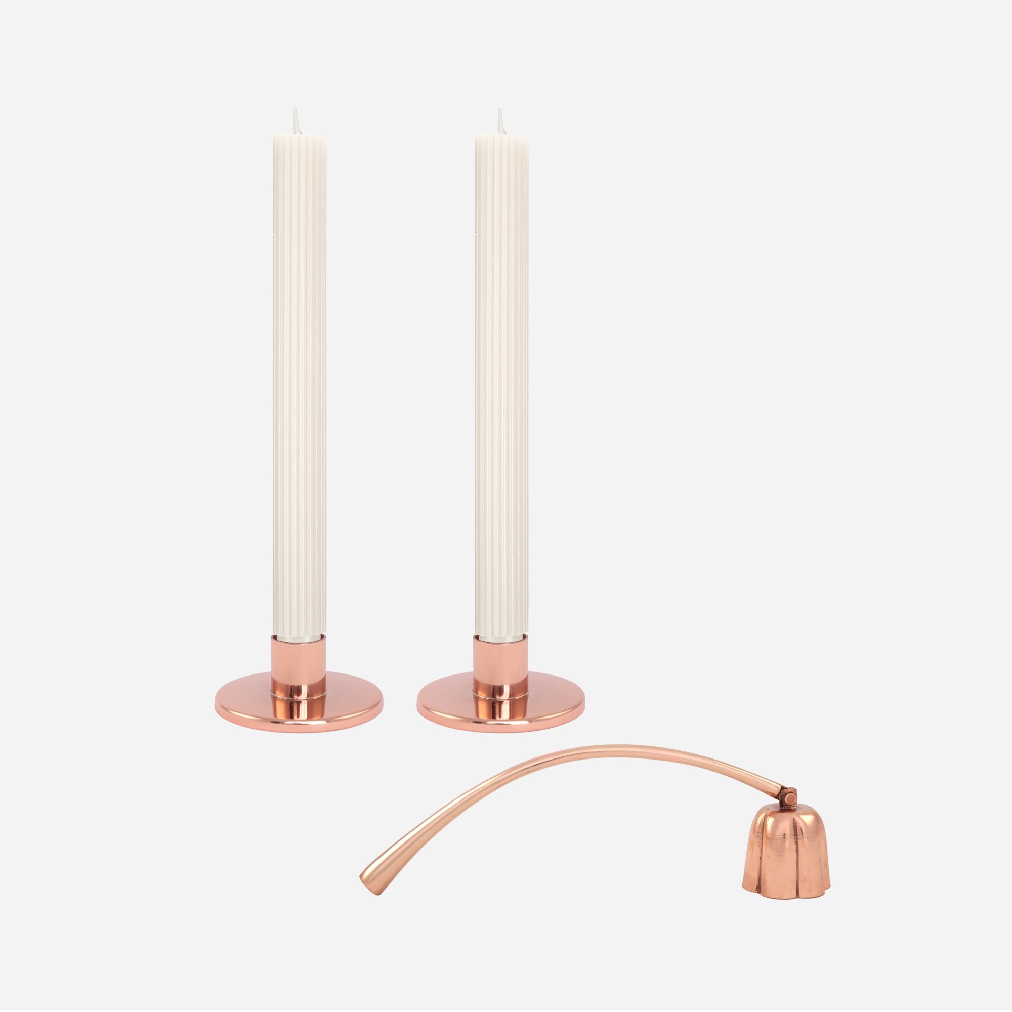  The Floral Society copper taper holder &amp; candle set
