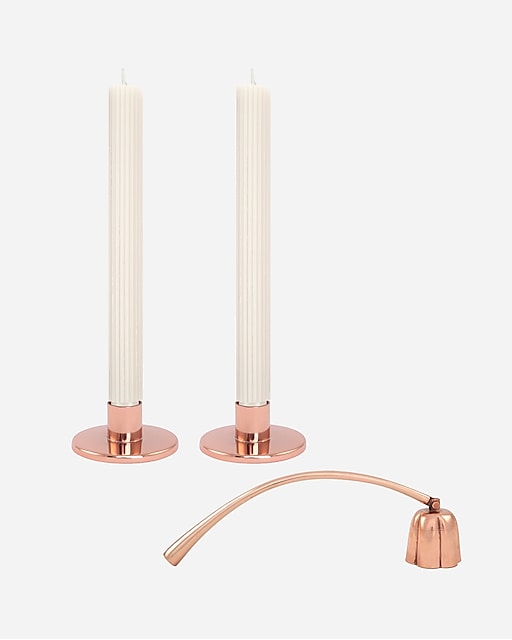homes The Floral Society copper taper holder &amp; candle set