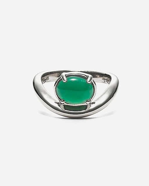  Lady Grey curve ring with green onyx in gold