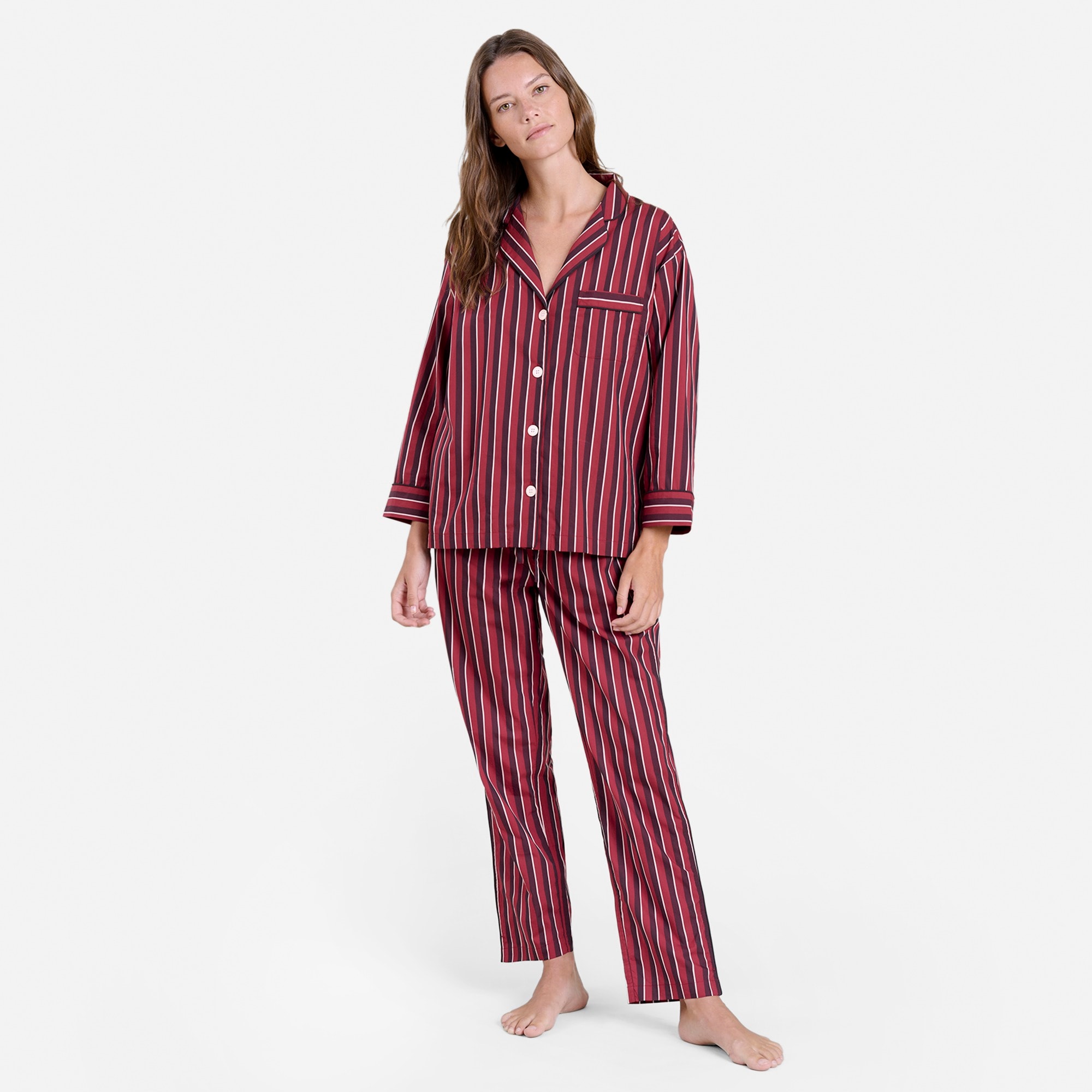 womens Sleepy Jones women's Marina pajama set in shadow stripe