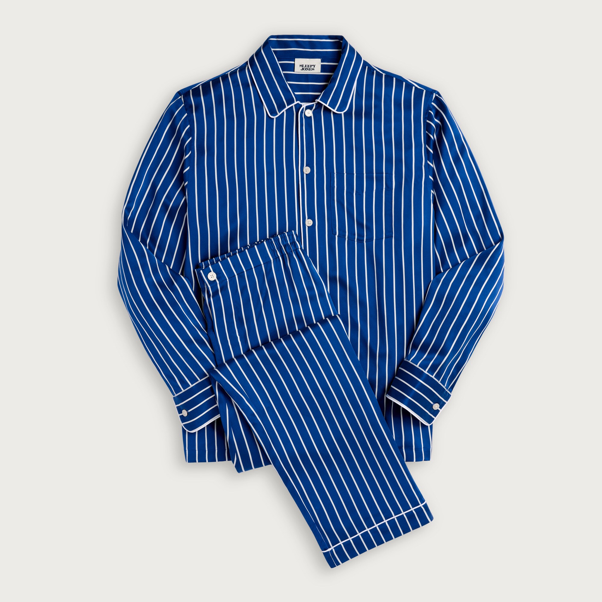 Sleepy Jones men's washable-silk Henry pajama set in stripe