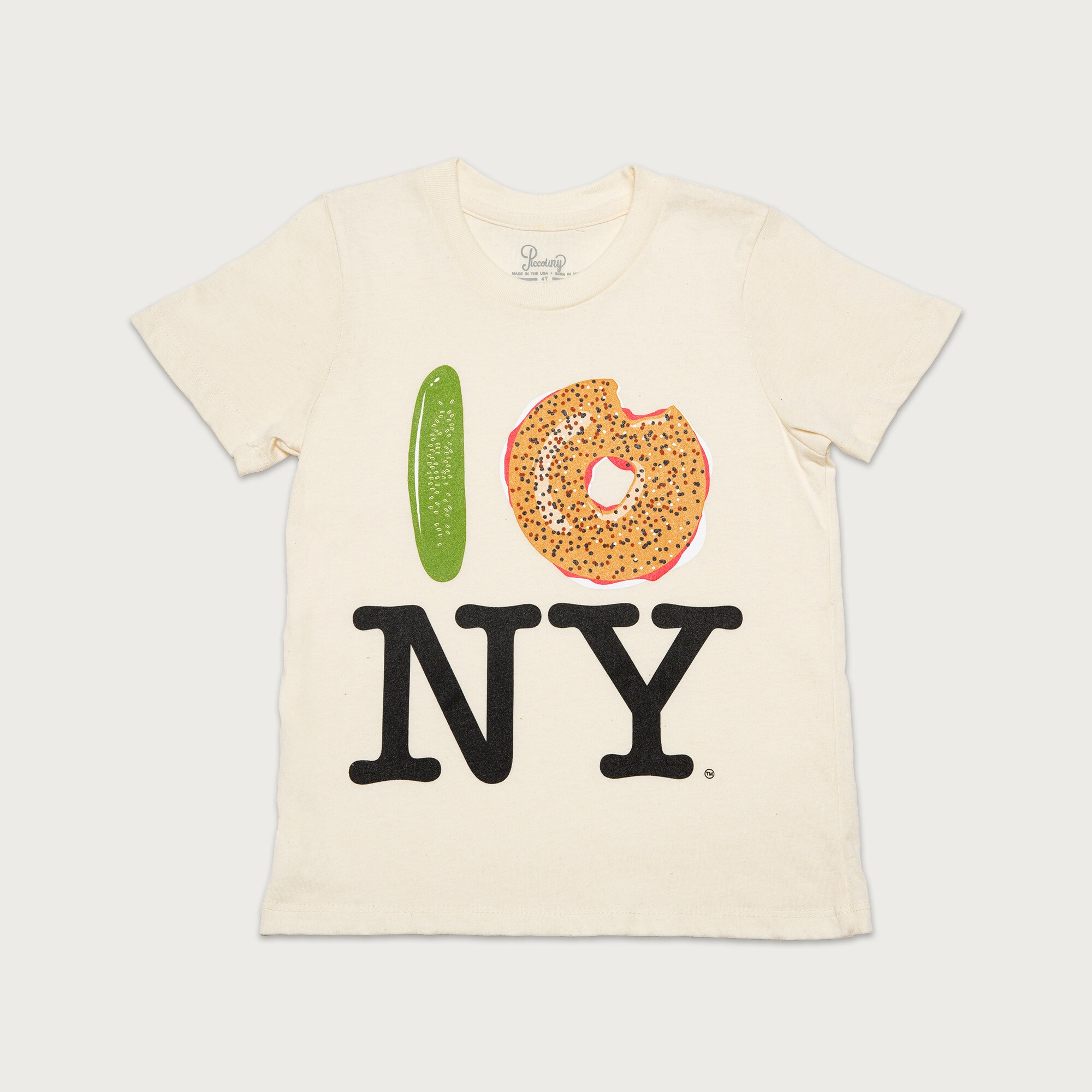 boys PiccoliNY pickle bagel NY T-shirt