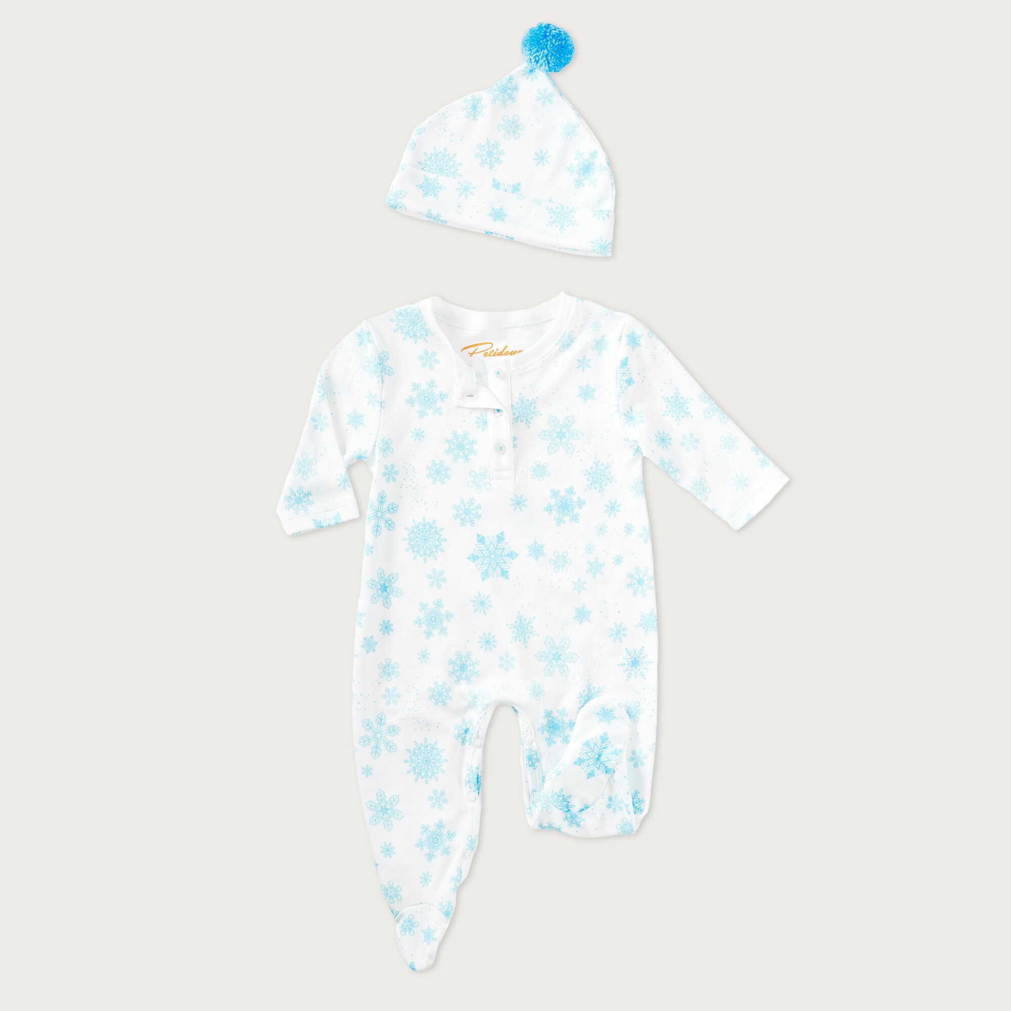 Petidoux babies' Pima cotton one-piece and matching hat set