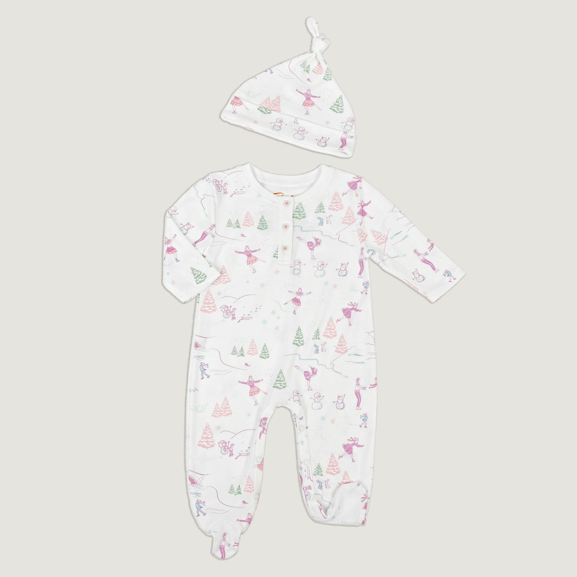 Petidoux babies' Pima cotton one-piece and matching hat set
