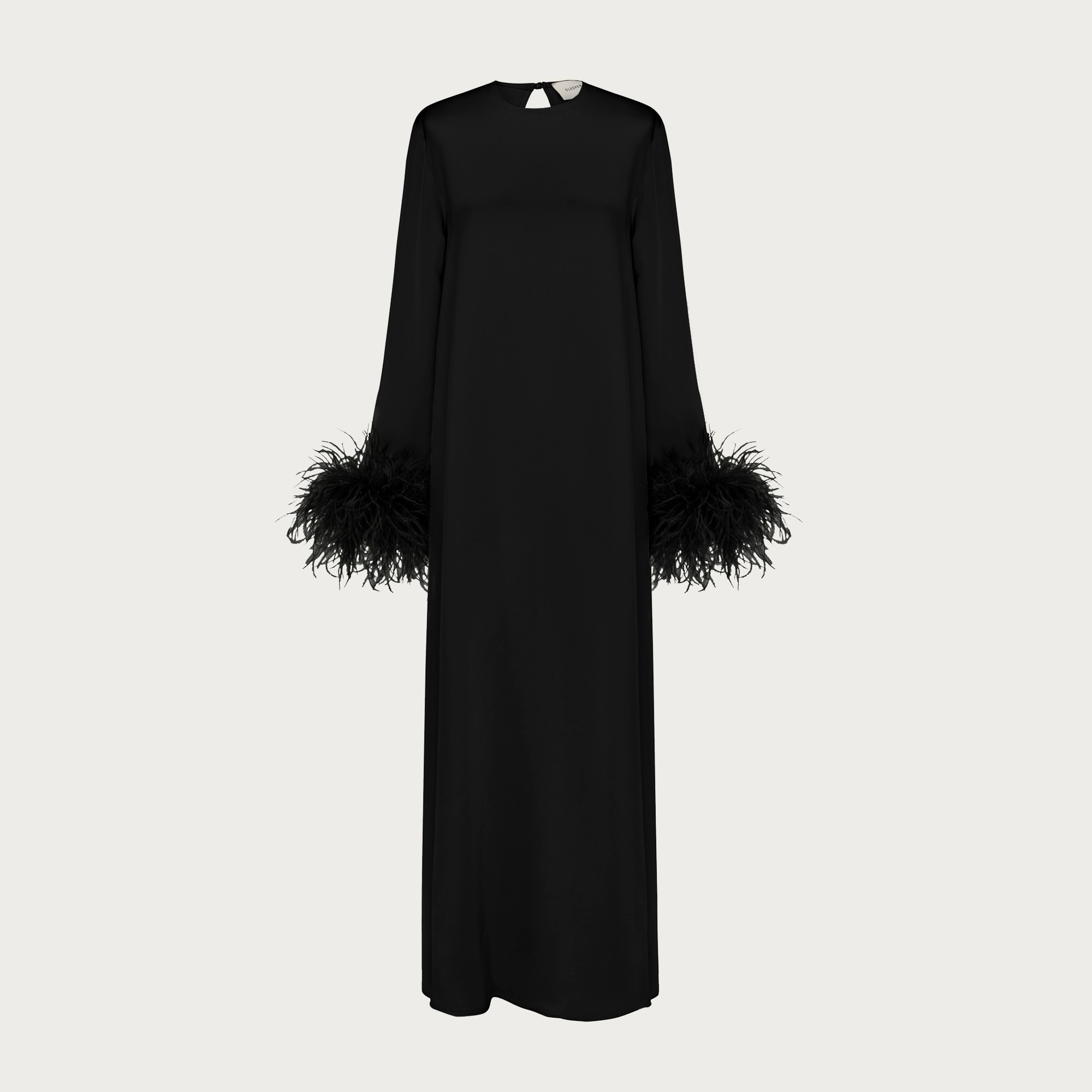  SLEEPER Suzi maxi dress with detachable feather boa