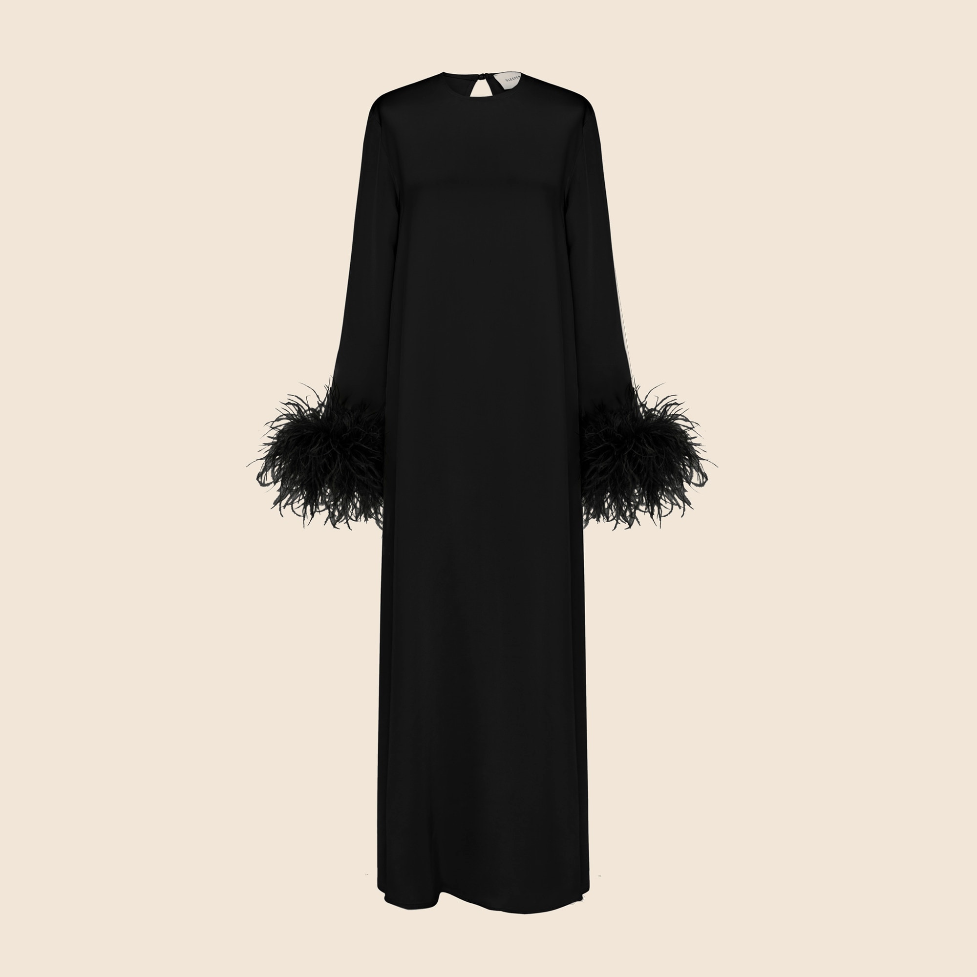 womens SLEEPER Suzi maxi dress with detachable feather boa