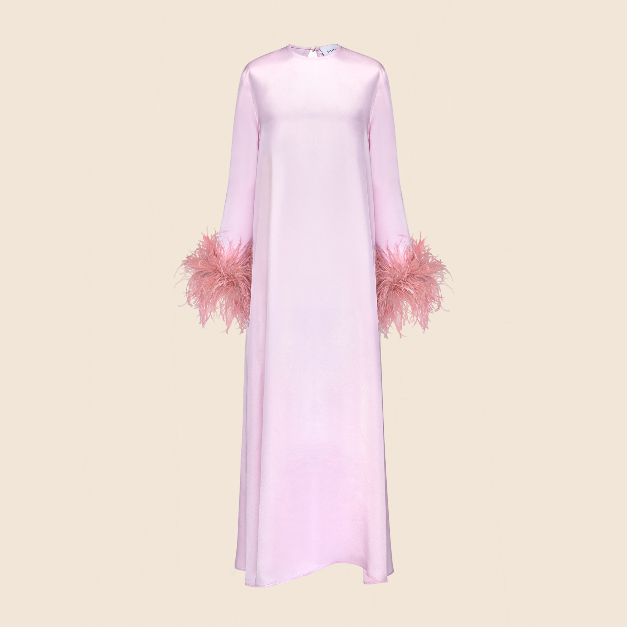  SLEEPER Suzi maxi dress with detachable feather boa