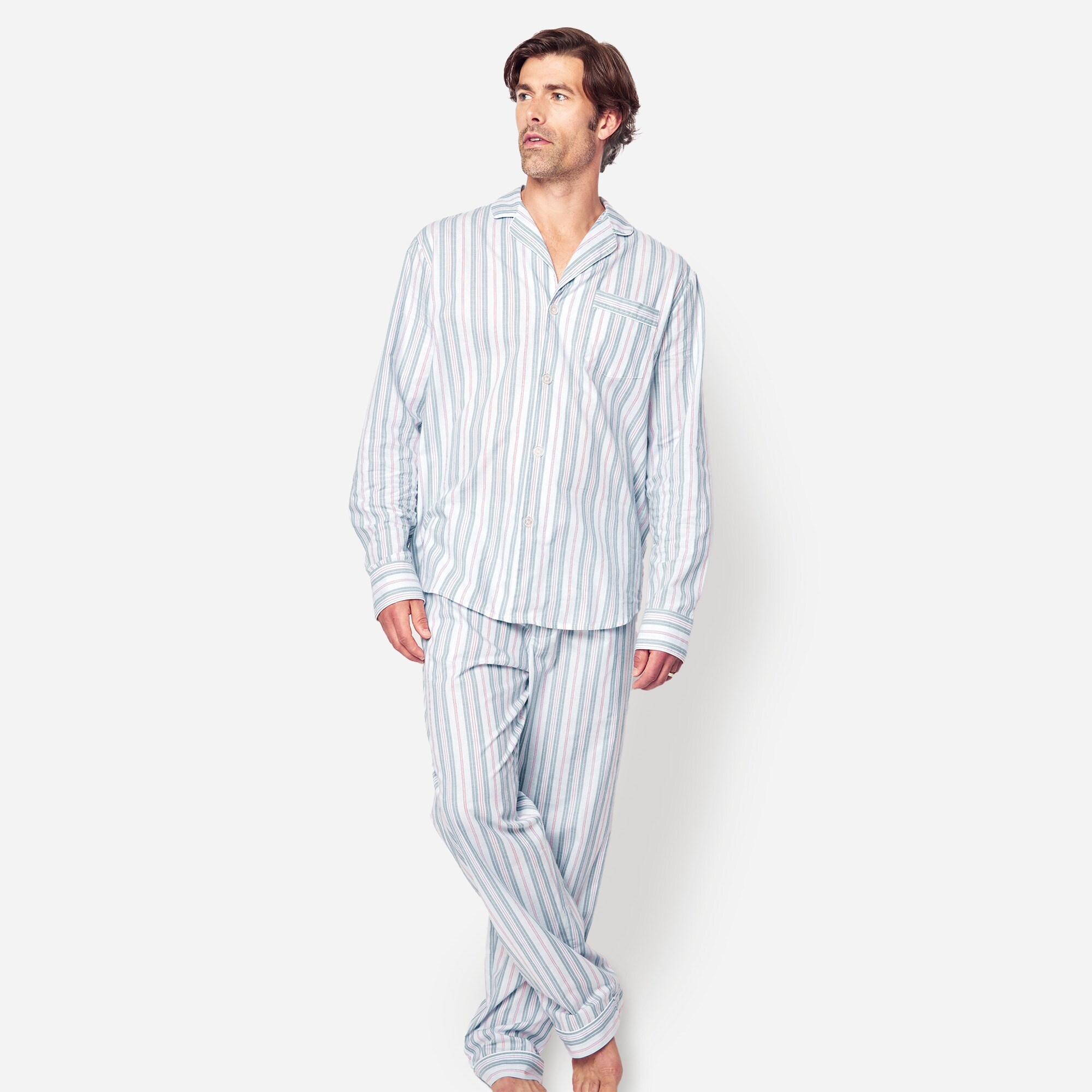  Petite Plume&trade; men's pajama set in vintage french stripe