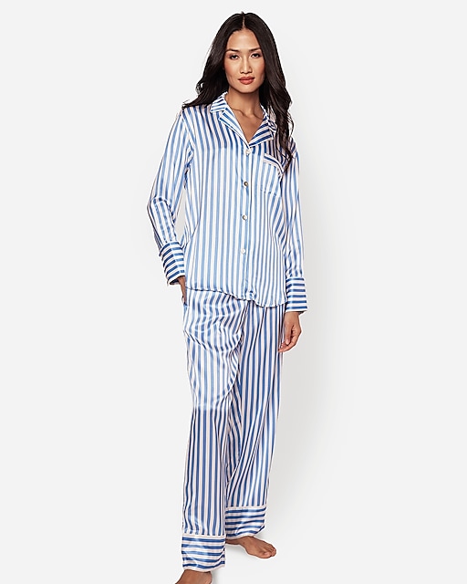 Petite Plume&trade; women's pajama set in mulberry silk stripe