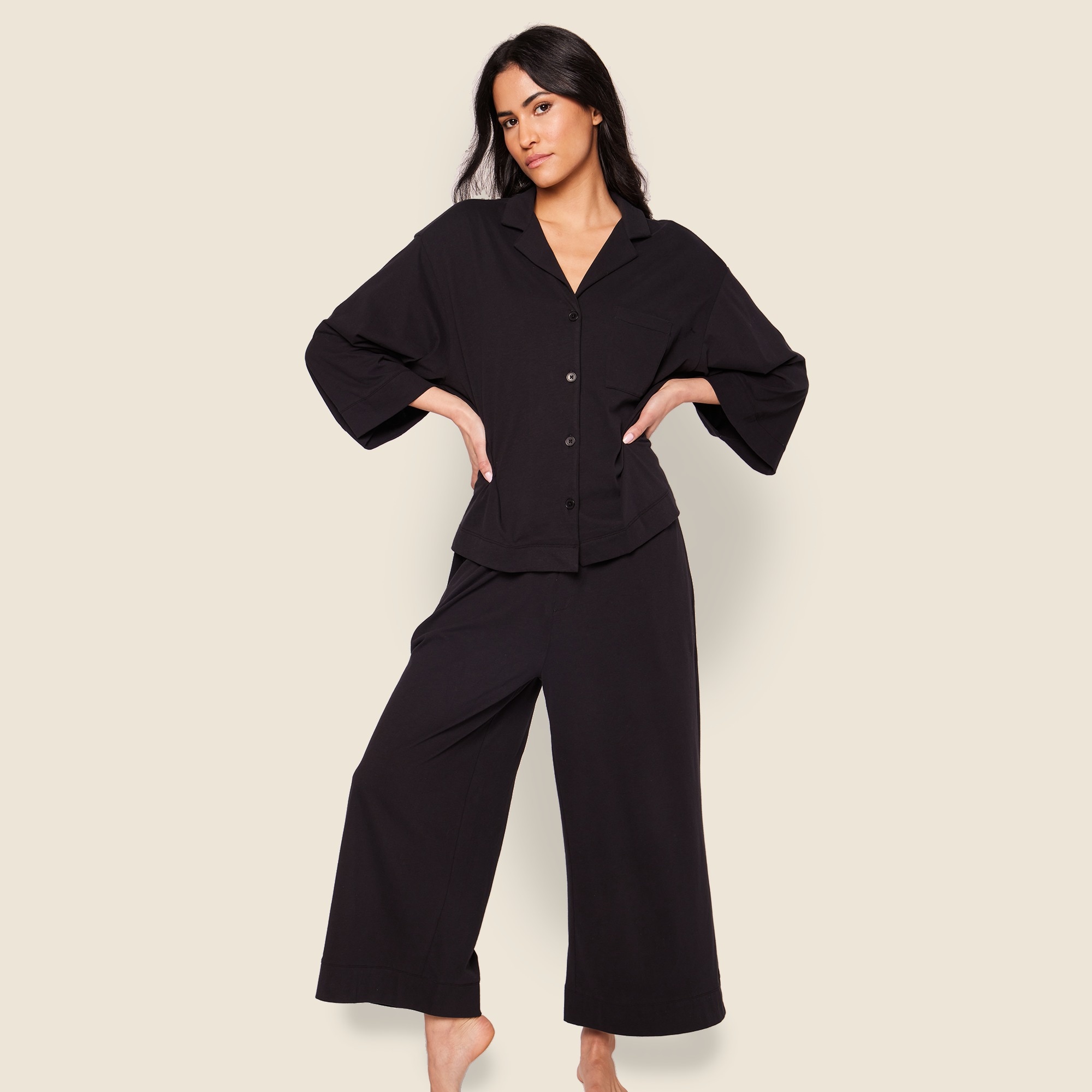 Petite Plume™ women's Pima cotton Olivia wide-leg pajama set